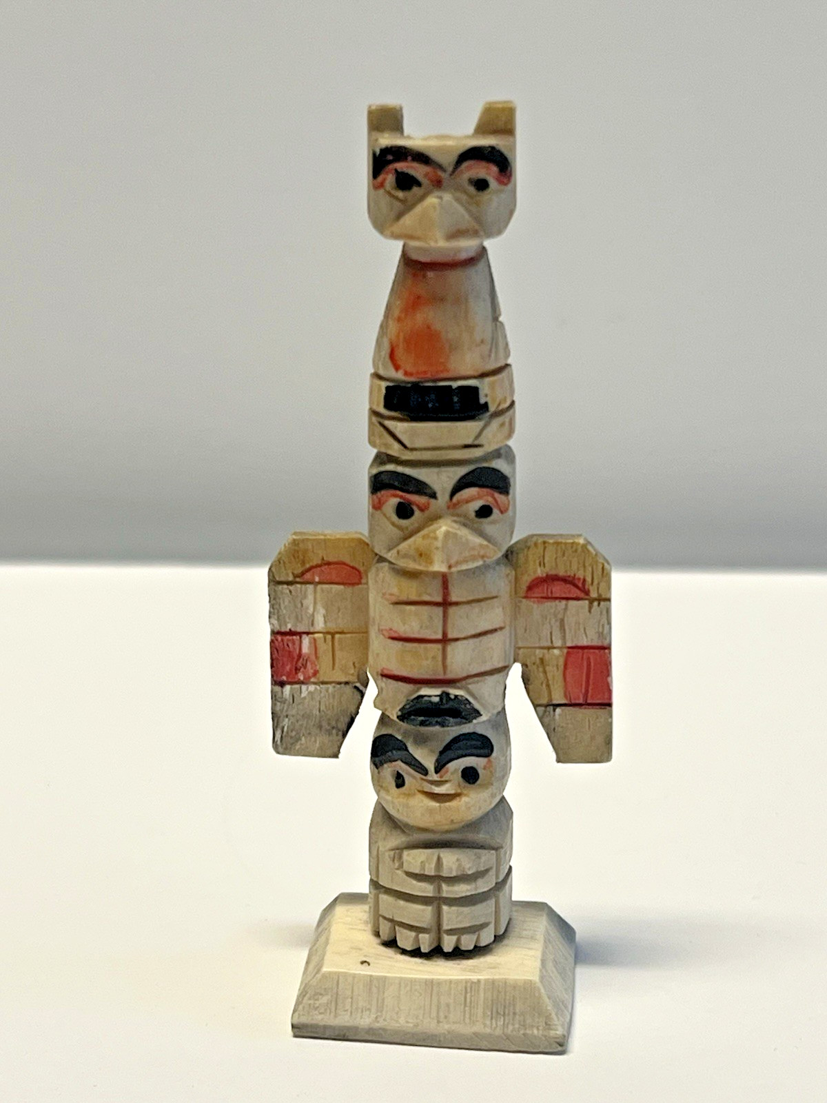 Original Inuit Eskimo Hand Carved Totem; Early 1900's; Miniature 3 1/4"; Lot #A2