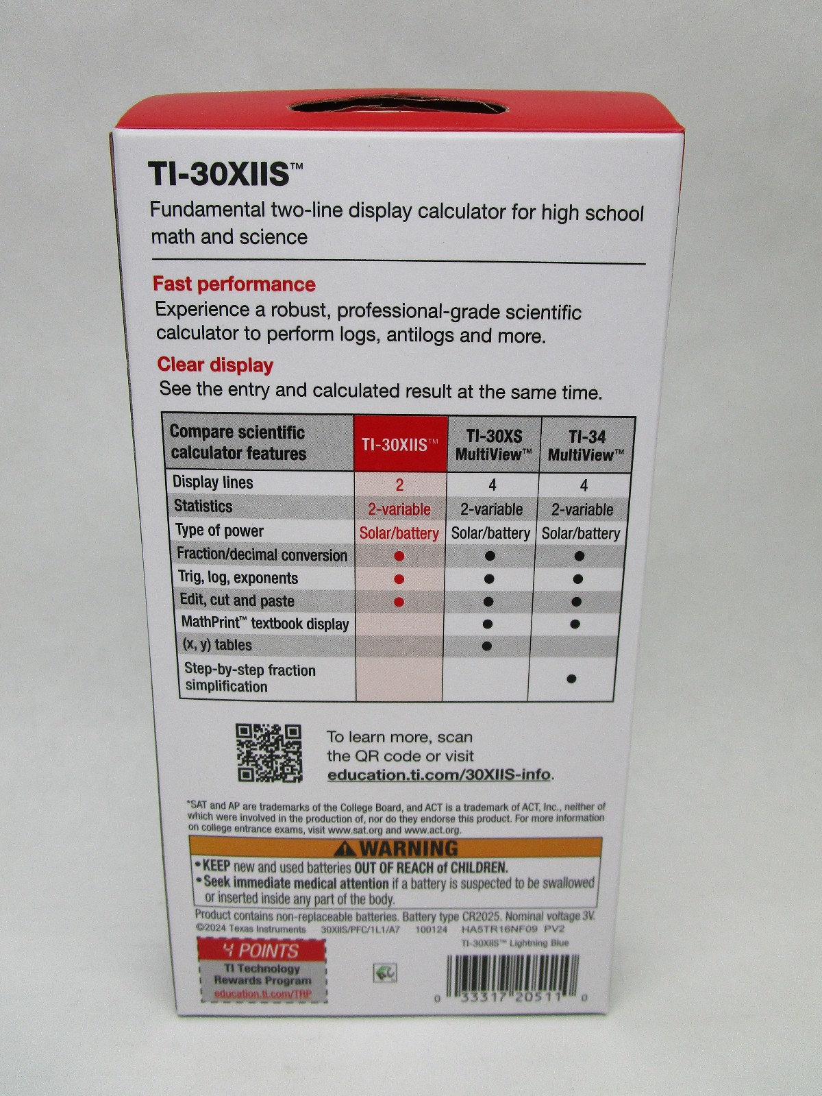 Texas Instruments 30XIIS Scientific Calculator Blue SAT & ACT Approved New