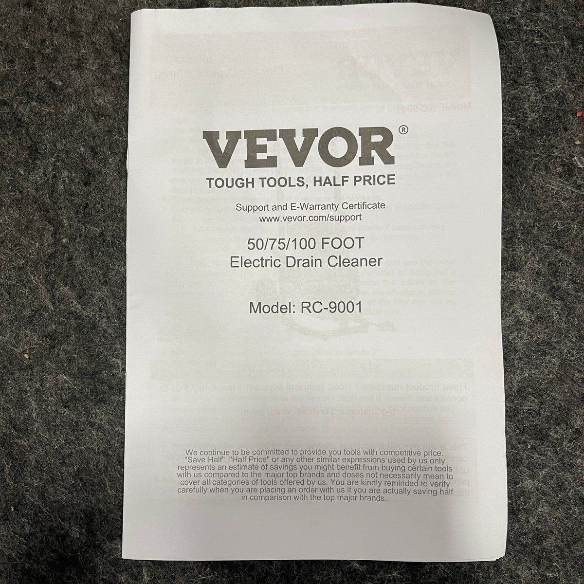 VEVOR RC-9001 Electric Drain Cleaner*
