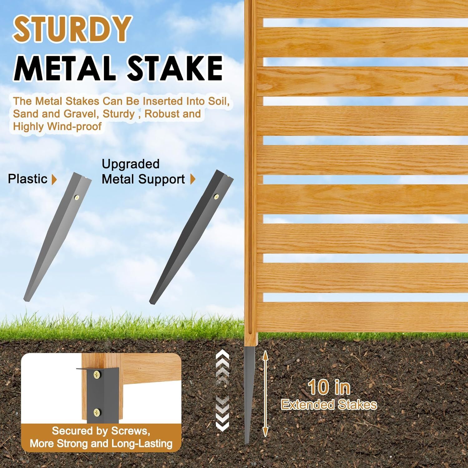 NAIZEA 2 Panel Air Conditioner Fence Wood Privacy Screens Fence Panels Outdoor