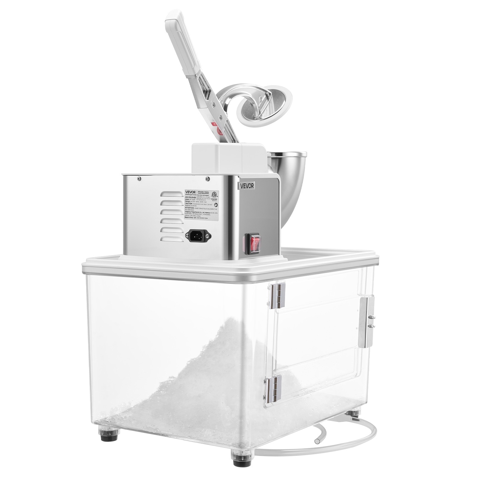 VEVOR Commercial Ice Crusher 661LBS/H Electric Snow Cone Maker Shaved Ice White