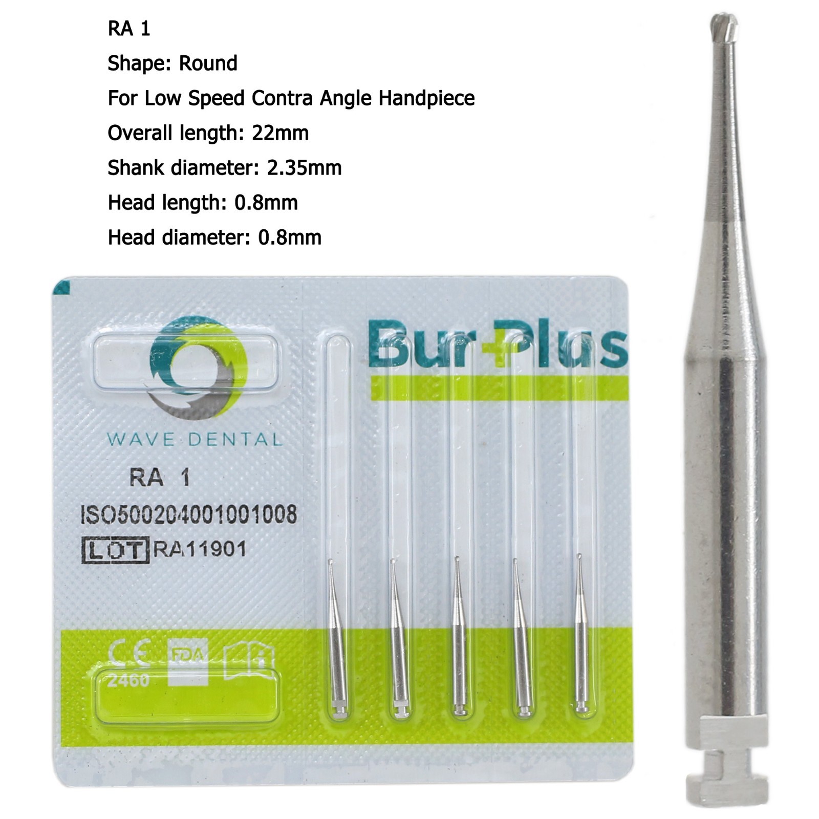 Wave Dental Carbide Round Latch Burs Surgical Burs RA Slow Speed Long 26mm 22mm