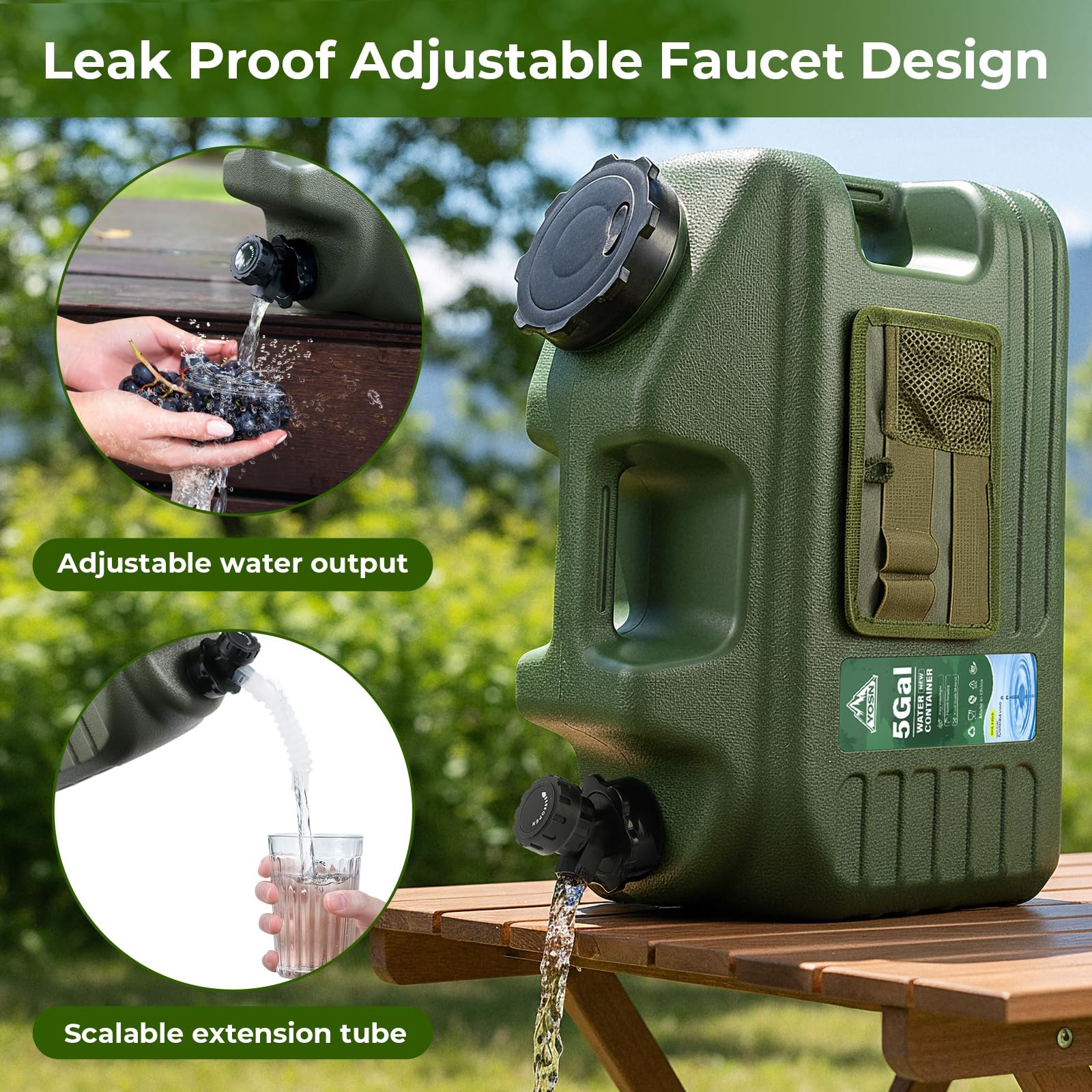 YOSN 5 Gallon Water Jug, Camping Water Container, BPA Free Portable Water Dis...