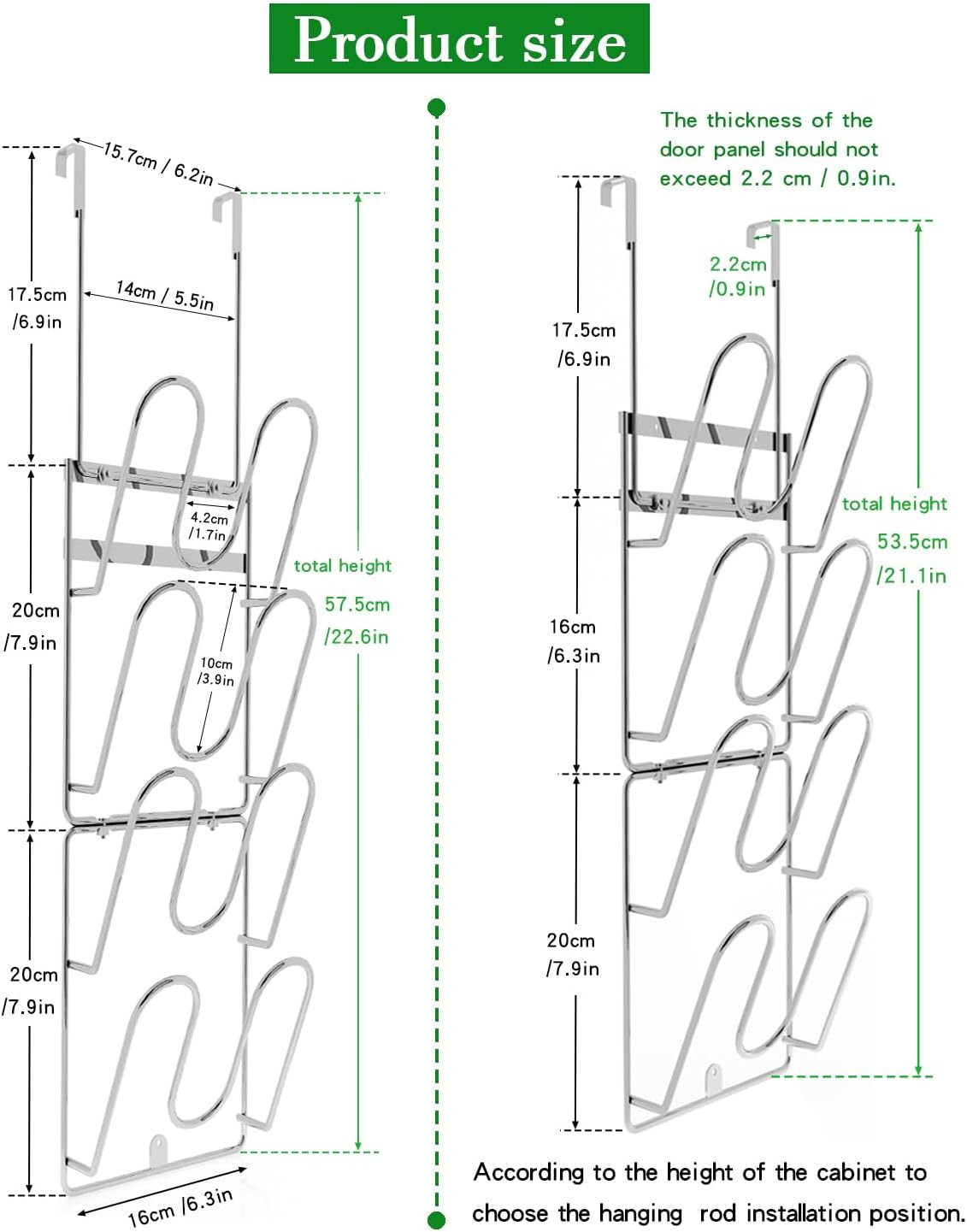 Pot Lid Organizer,304Stainless Steel Door Hanging Pot Lid Rack (Modern,Four-Laye