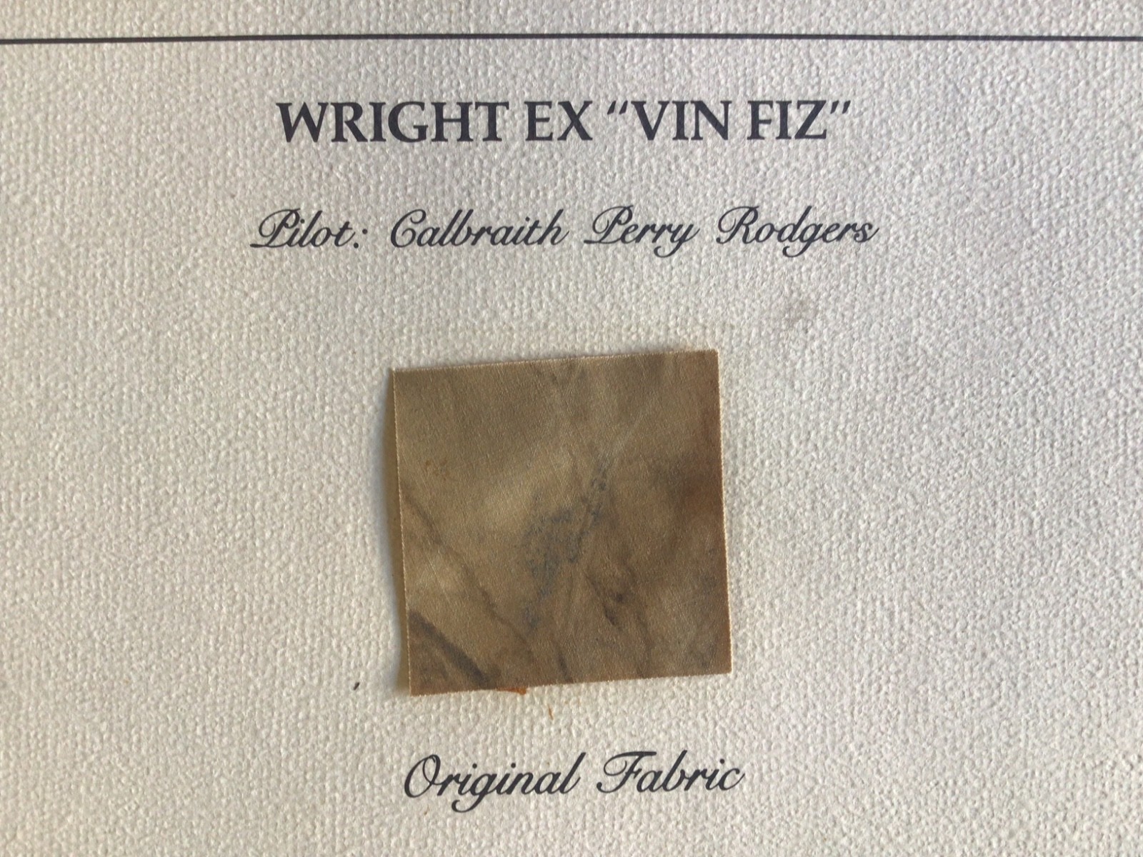 Vtg WRIGHT EX VIN FIZ Original Fabric 1911 Aircraft History PILOT Perry Rodger’s