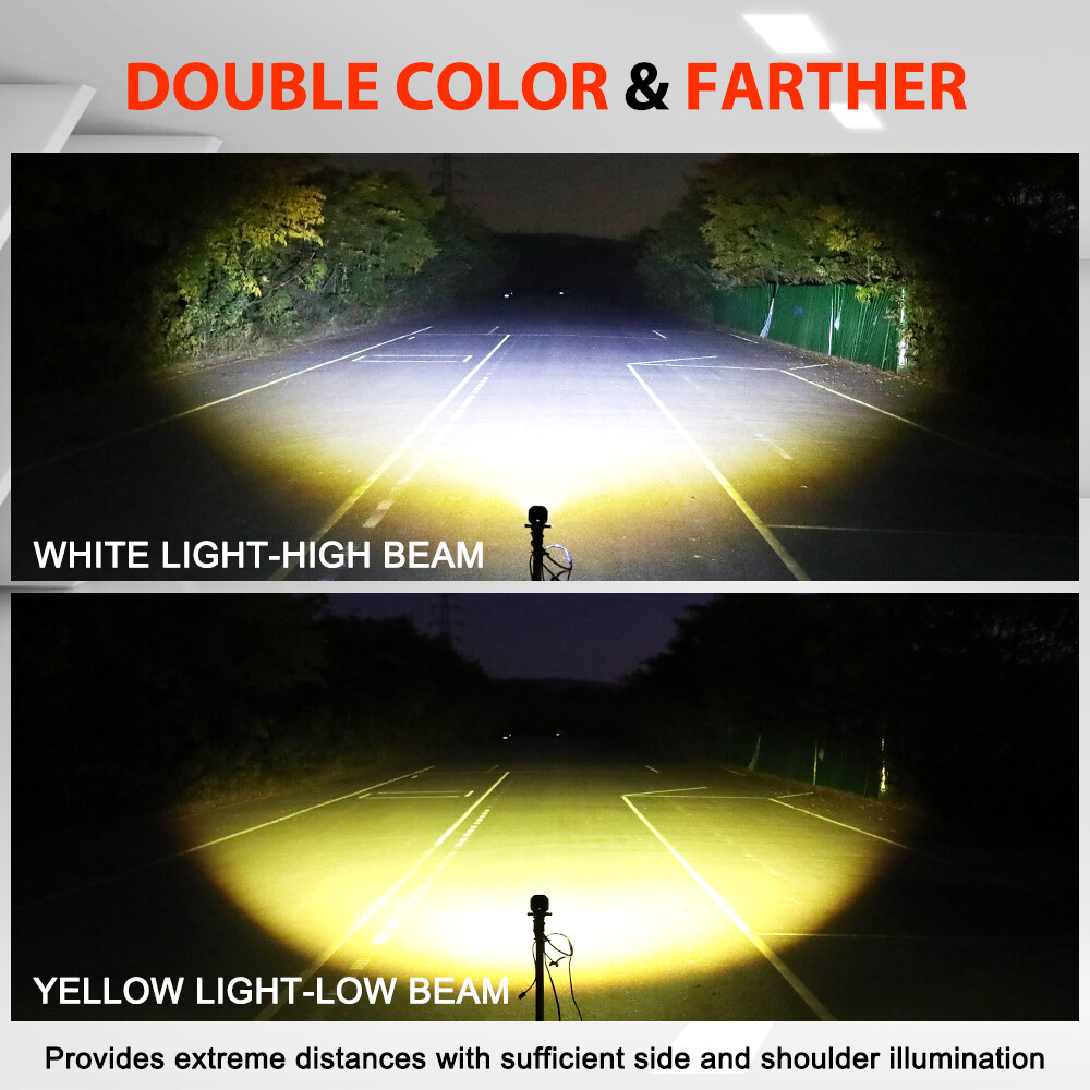 3" LED Motorcycle Headlight Yellow White Hi/Lo Spot Light Driving Fog Lamp ATV