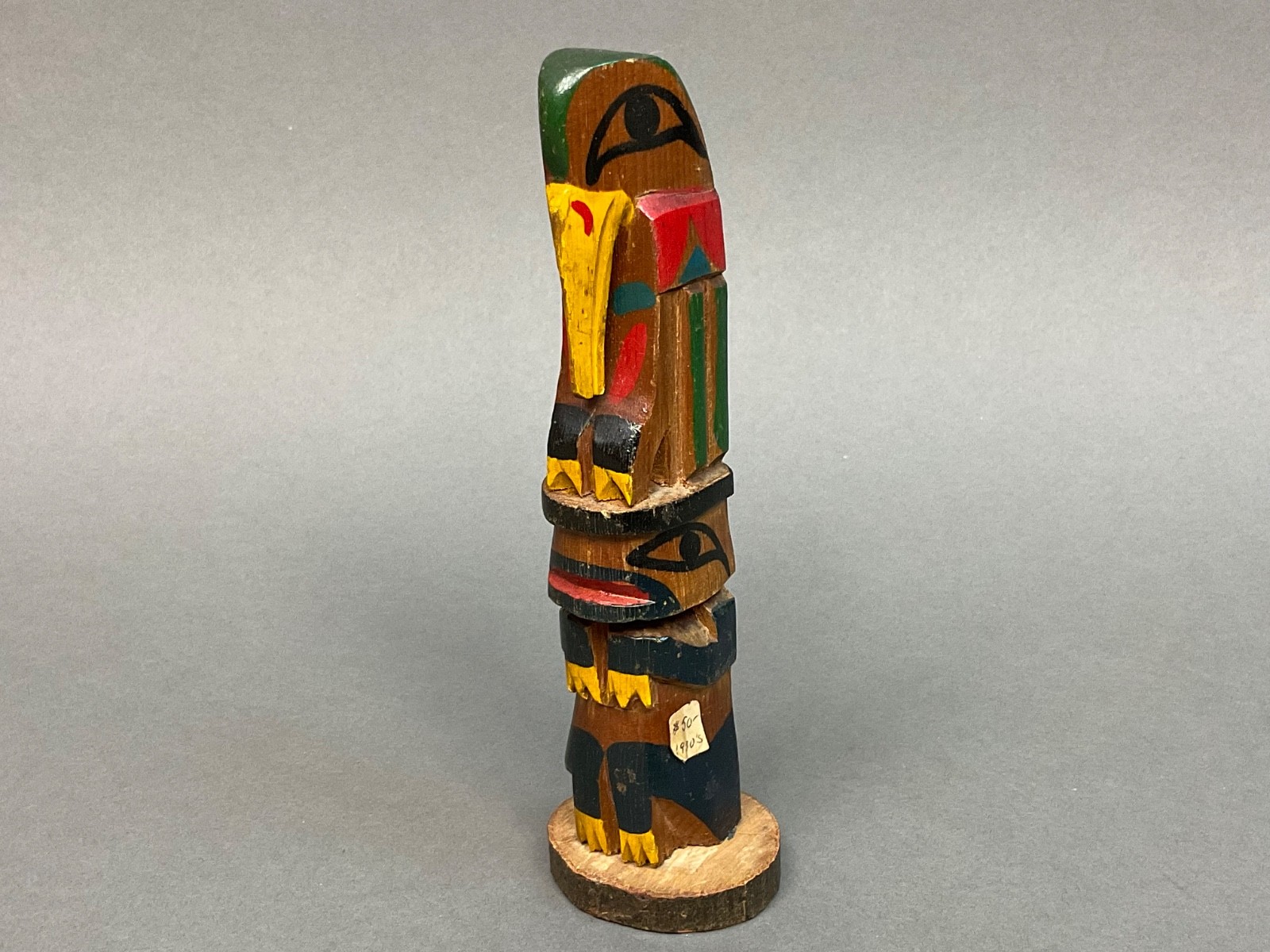 Native American Indian; Ye Olde Curiosity Shop; Cedar Wood Carved; 6-3/4" Totem