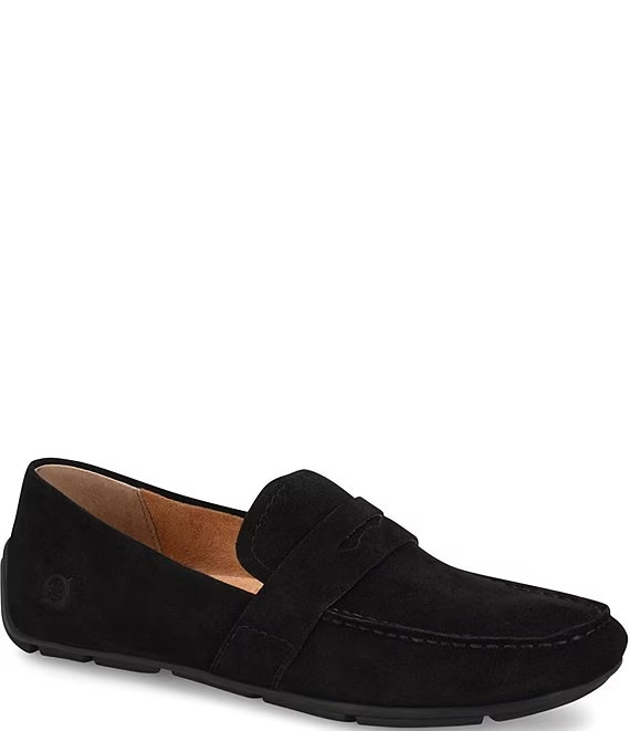 Womens Loafers Born Melinda Suede Shoes Black