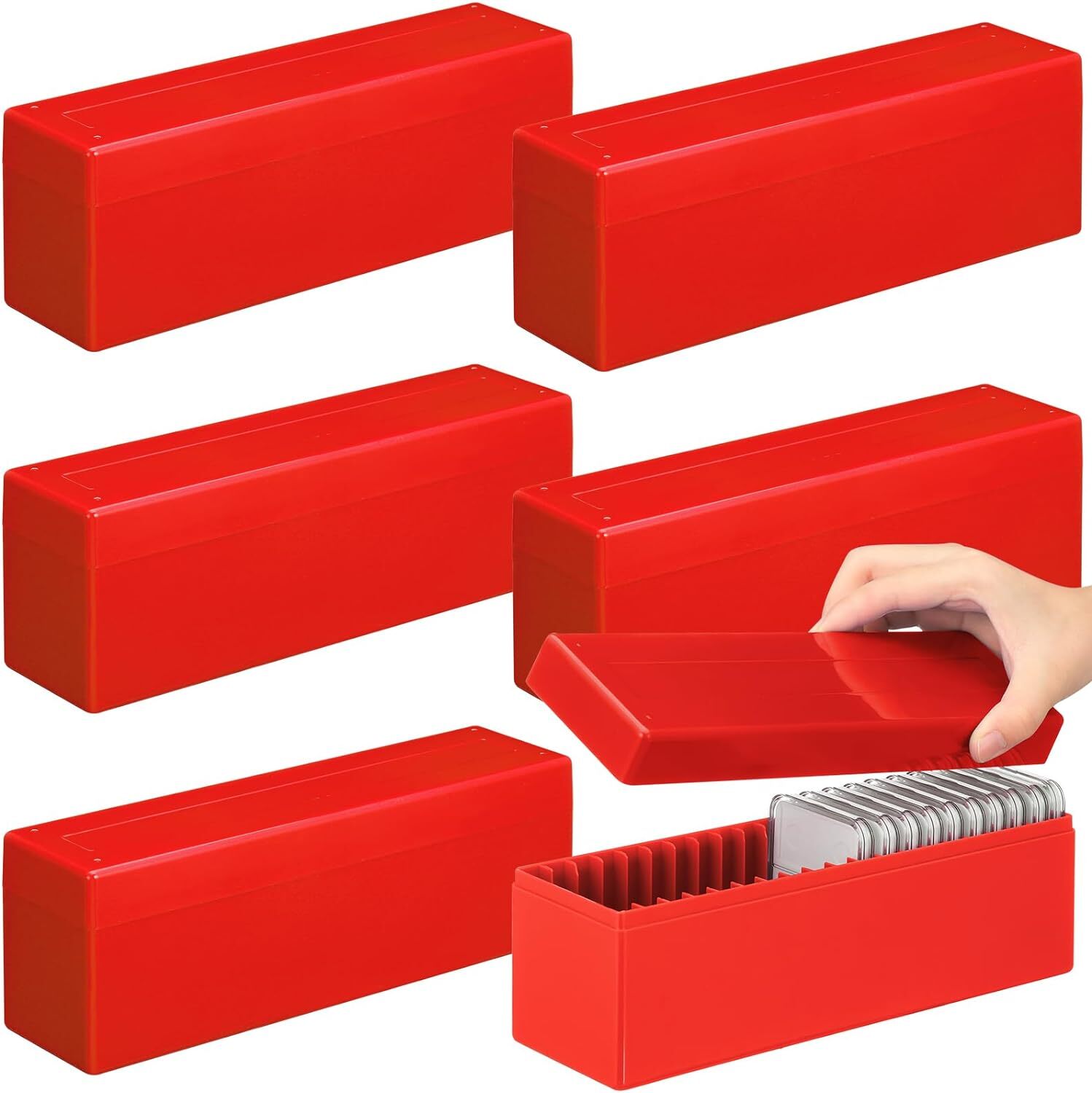6Pack Storage Box Plastic Case for 20 Certified PCGS NGC Slabs Coin Holders RED