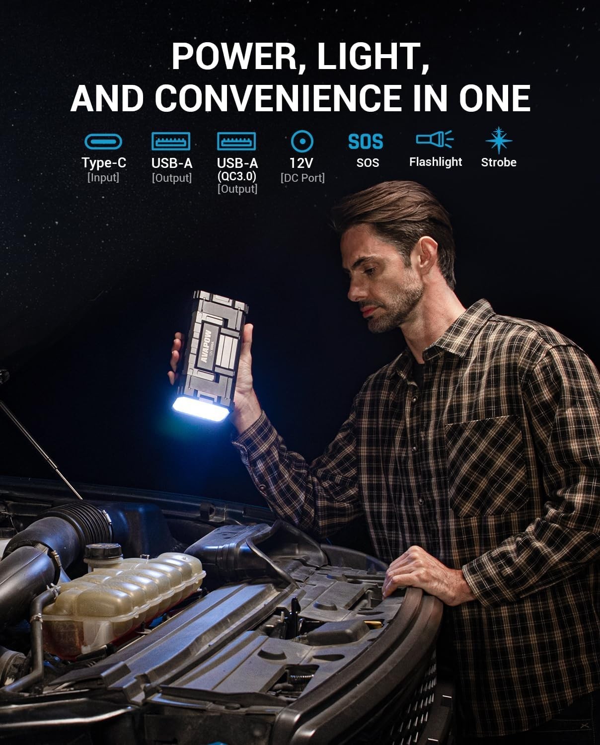 !!!Brand NEW!!! AVAPOW 6000A Car Battery Jump Starter 12V Jump Pack with LED