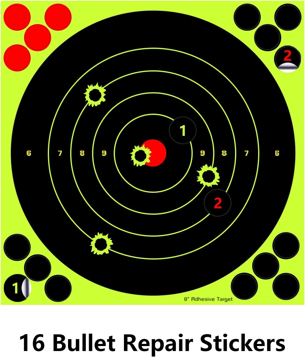 60 Pack 8" Stick Splatter Reactive Self Adhesive Paper Shooting Targets