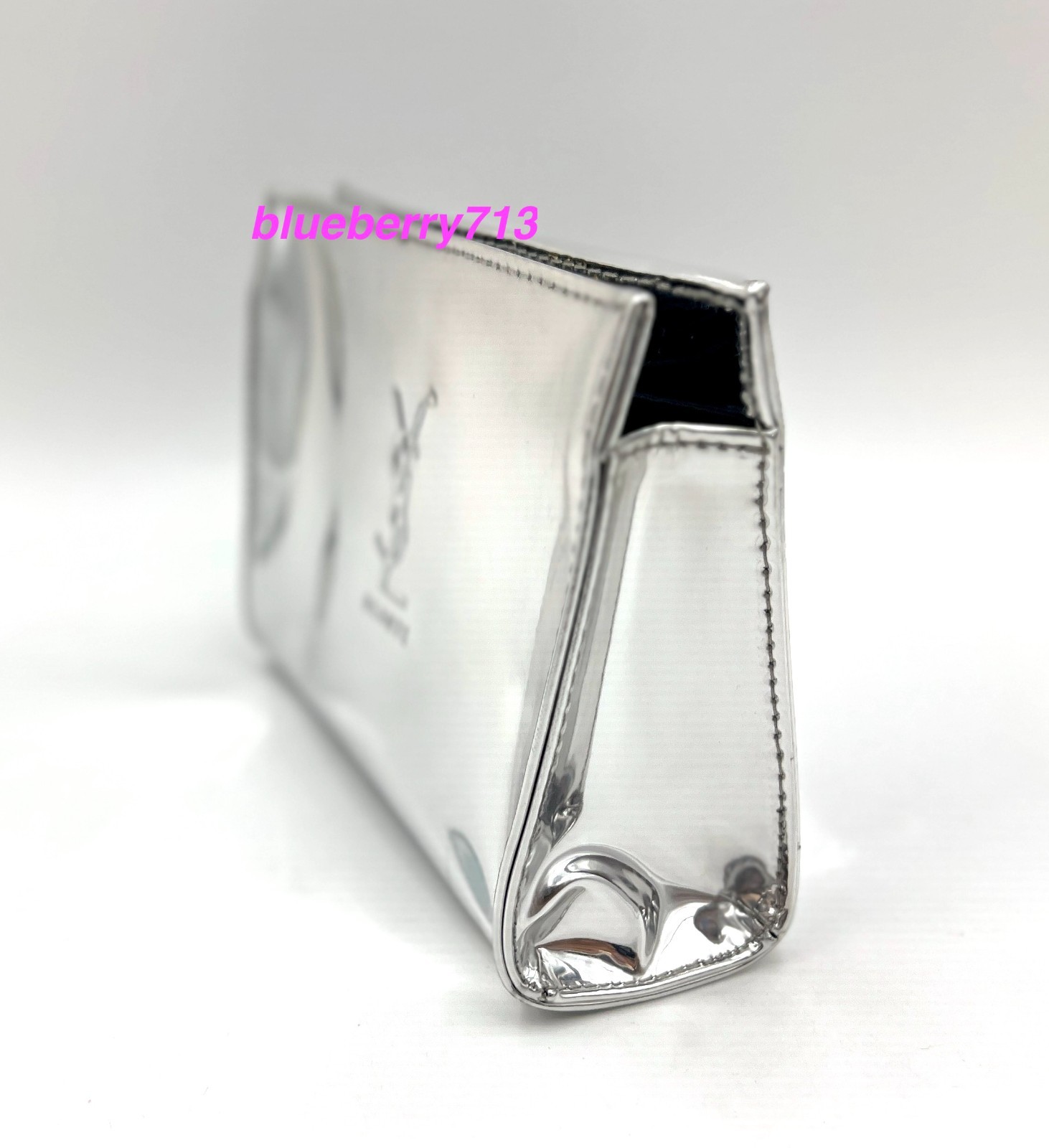 New! YSL Yves Saint Laurent Beauty PVC Makeup Cosmetic Bag ~ Silver