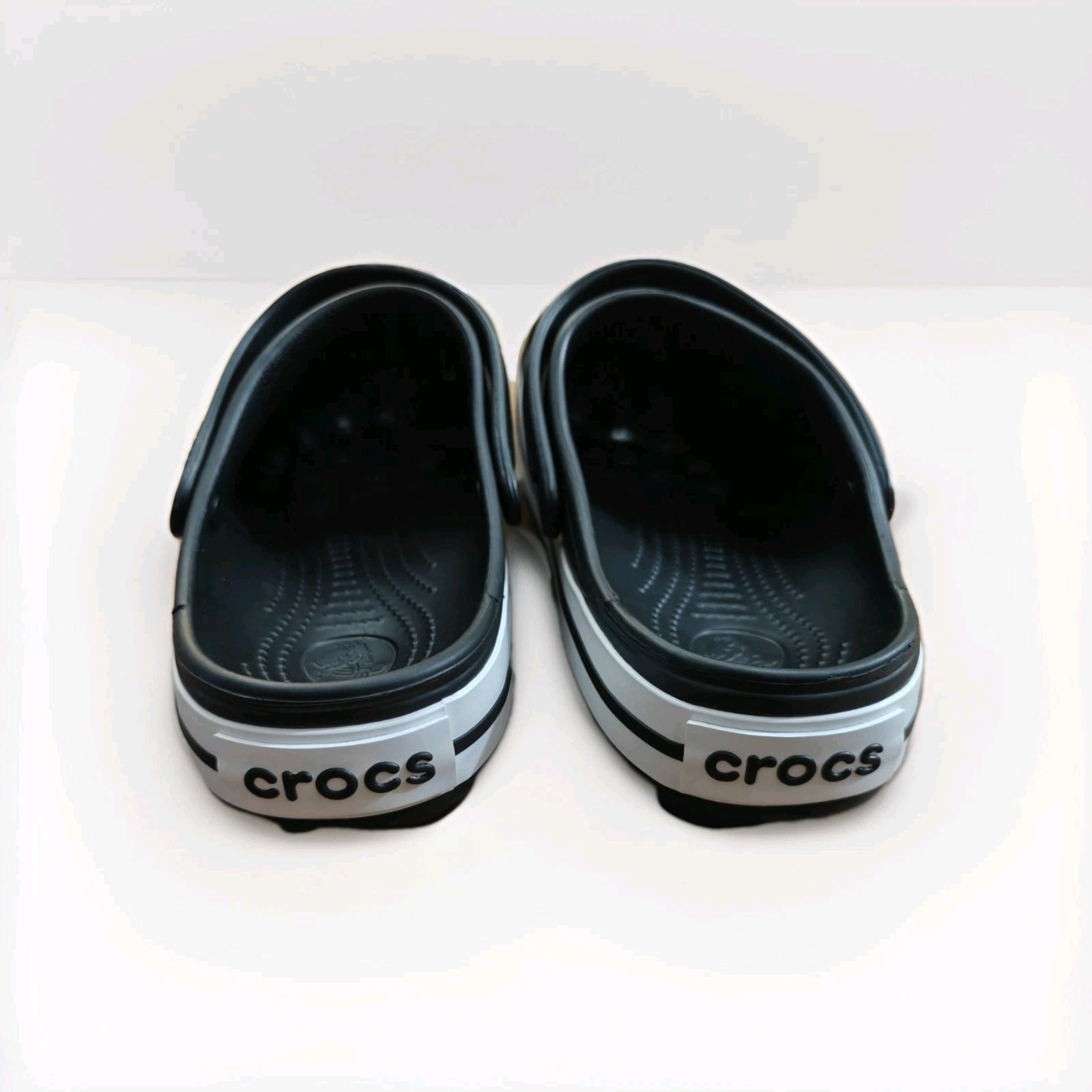 BRAND NEW Crocs Crocband Adult Men's Size 12 Clogs Black White FREE SHIPPING!!!!