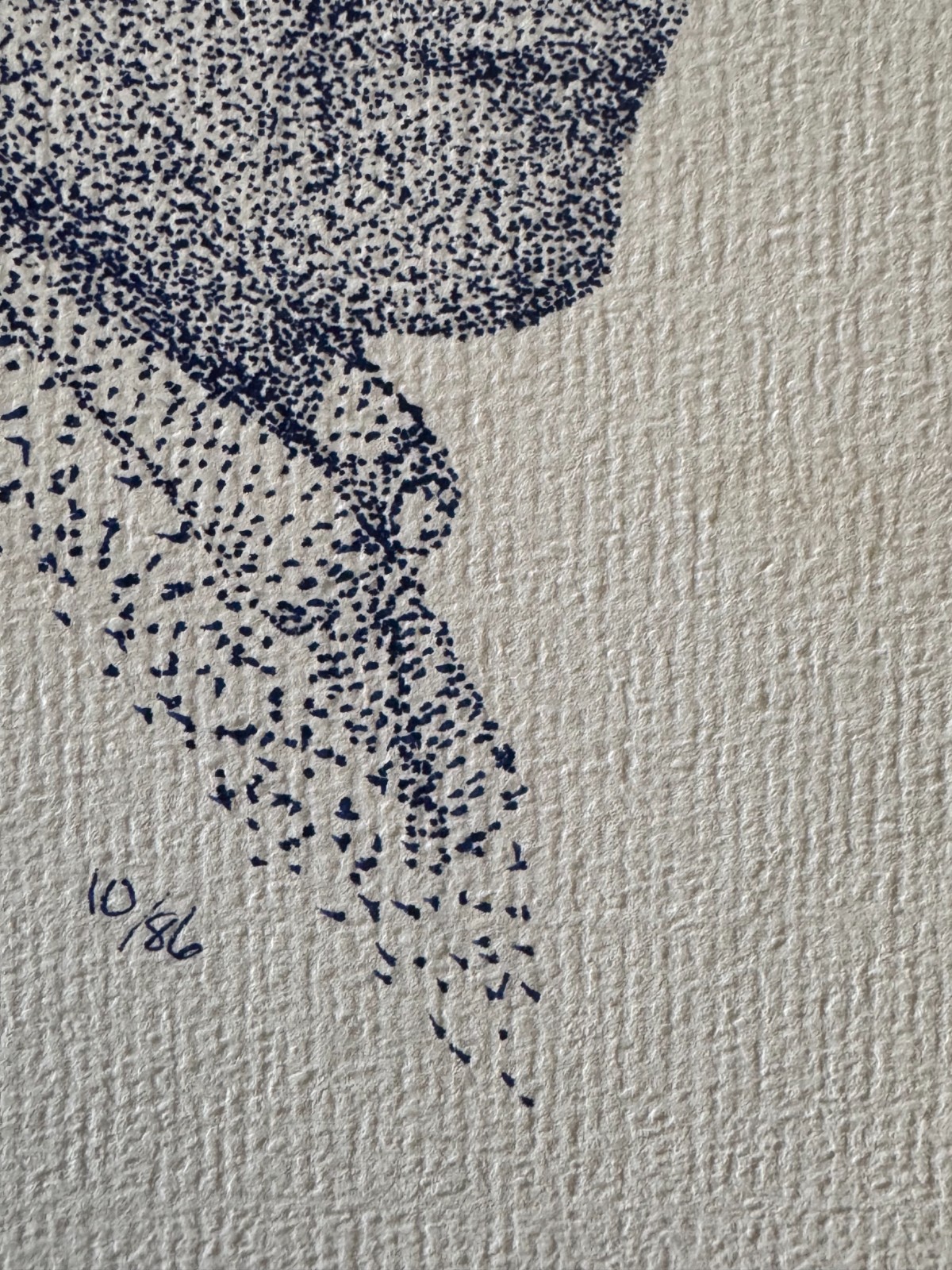 Original Pointillism Young African-American Man Pen Portrait Drawing 9.25"x11"