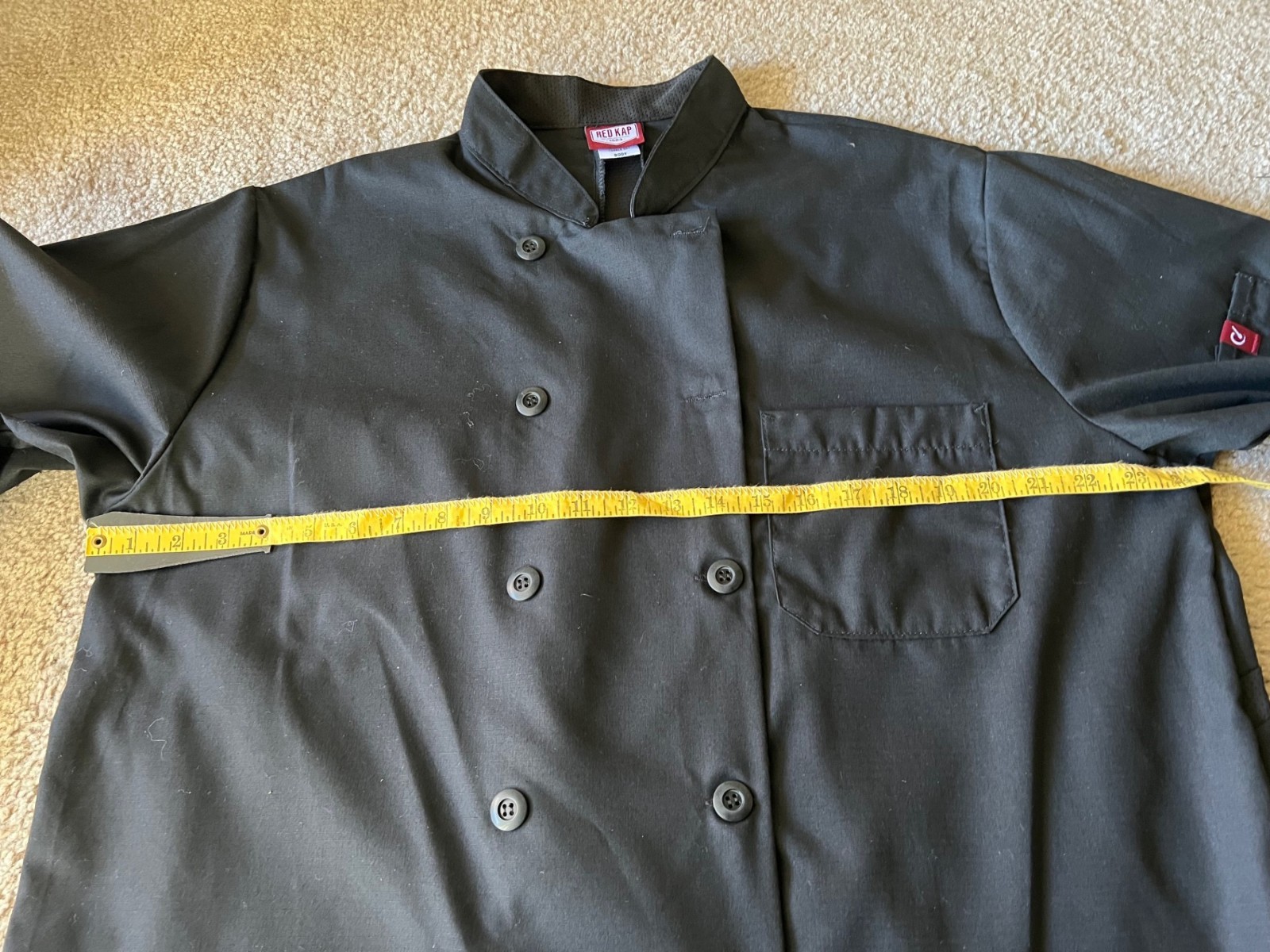 Red Kap Chef Coat Men's Long Sleeve Ten Button Mimix Size Large Black NWOT