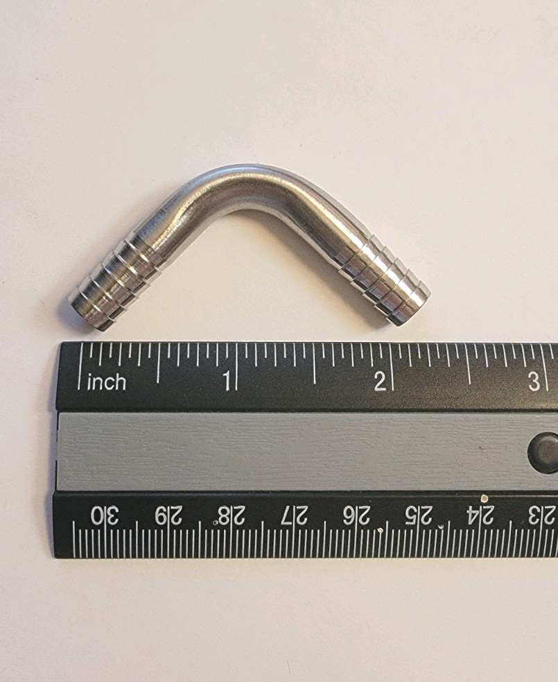 5/16 Stainless Steel Fitting 90 Degree Elbow Barb, Fits 5/16" ID Tubing