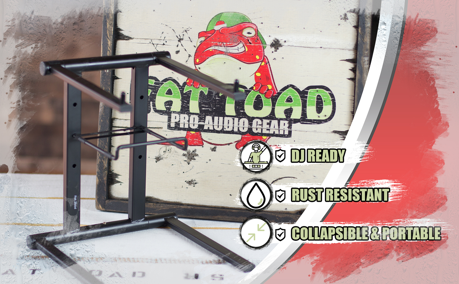 Folding DJ Laptop Stand - Computer Table Top PC Rack Clamp Mount Holder PA Gear