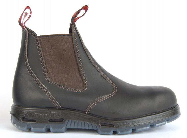 Redback Dark Brown Soft Toe Work Boots UBOK Elastic Sided Bobcat