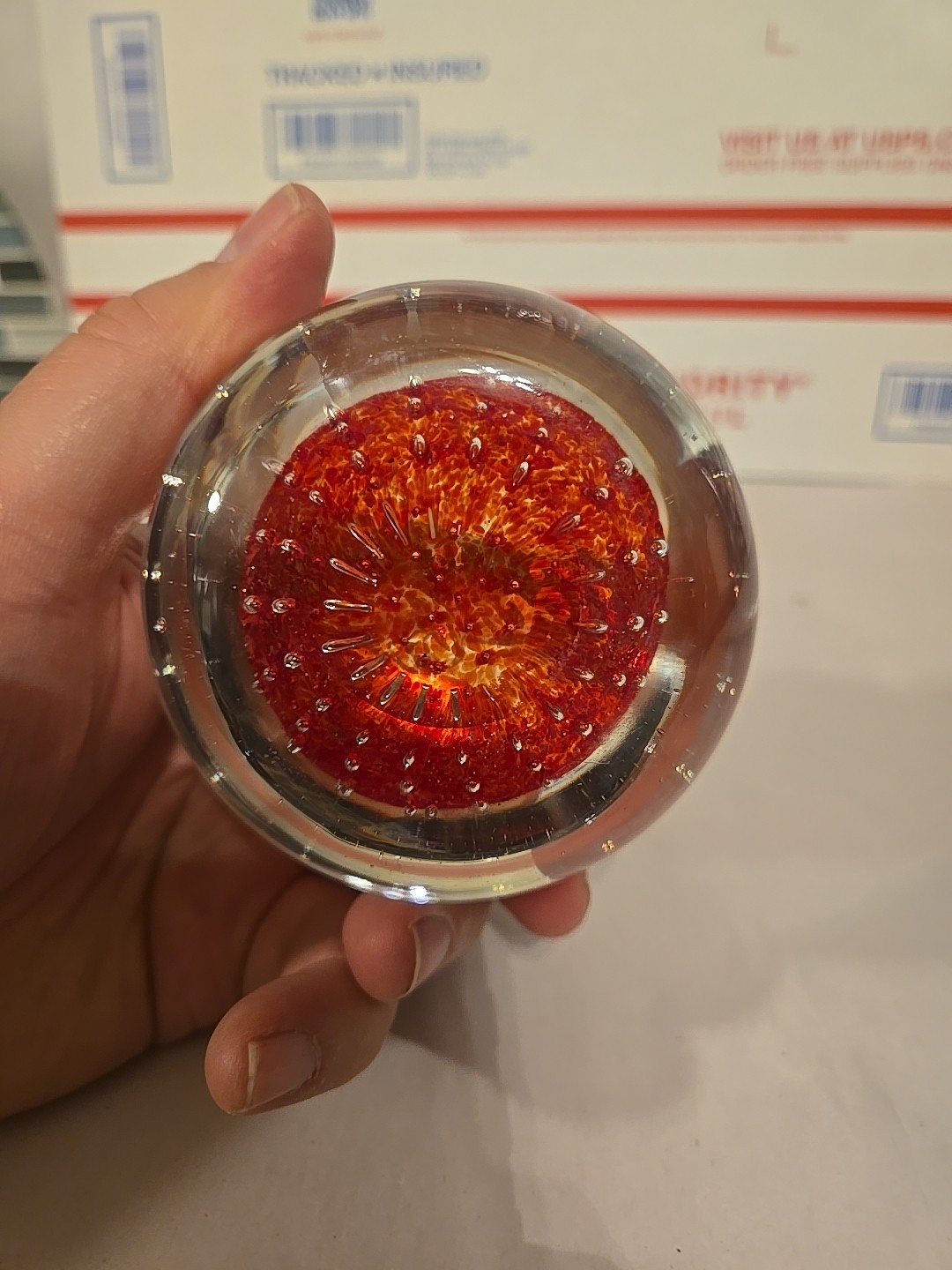 VINTAGE Red COKE IS COCA-COLA PAPERWEIGHT Clear Red With White Lettering