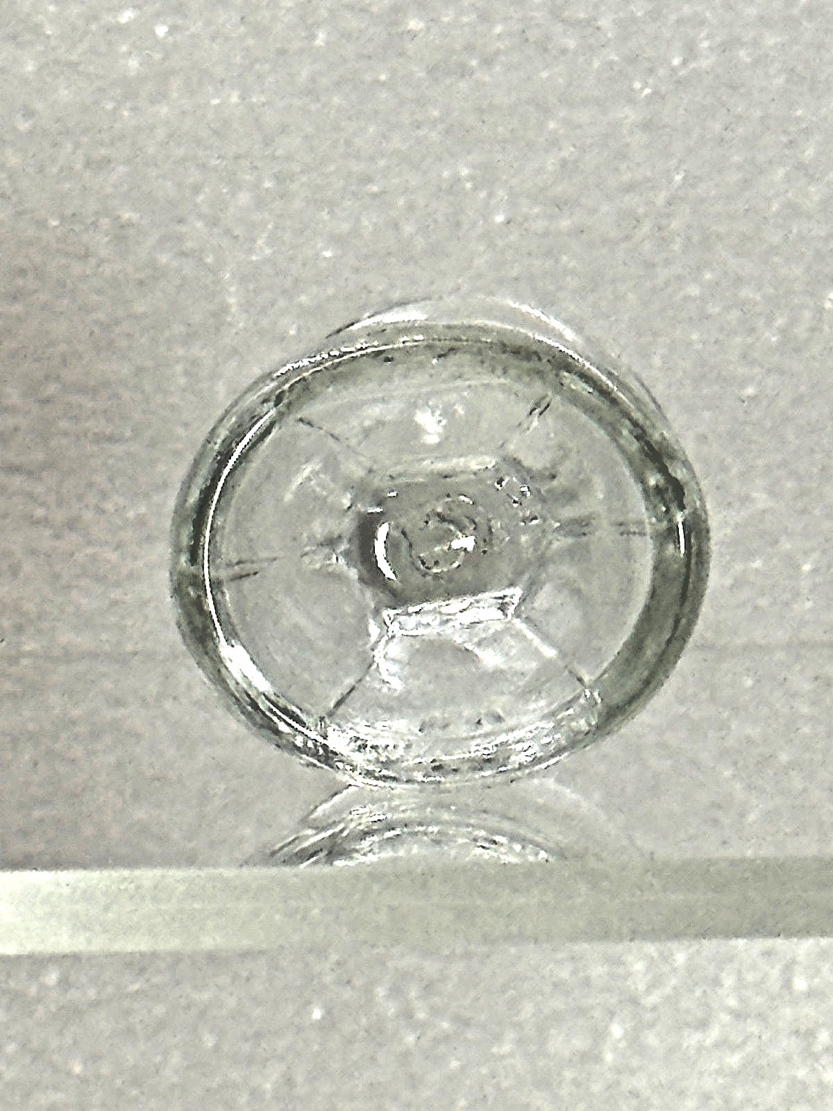 E-Z Brand Pat. 1937 Clear Eyewash Cup- Embossed Eye on Both Sides-Pedestal Shape