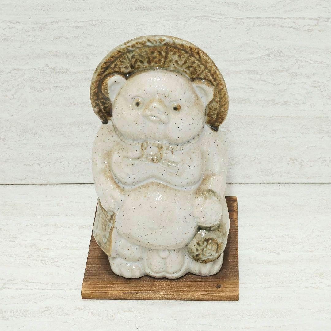 Shigaraki White Tanuki Statue Vintage Style Home Decor