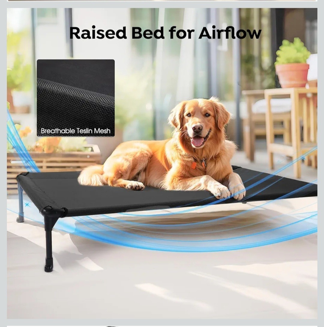 Veehoo Cooling Elevated Dog Bed Add Removable Waterproof Bolster Cushion Mat,...