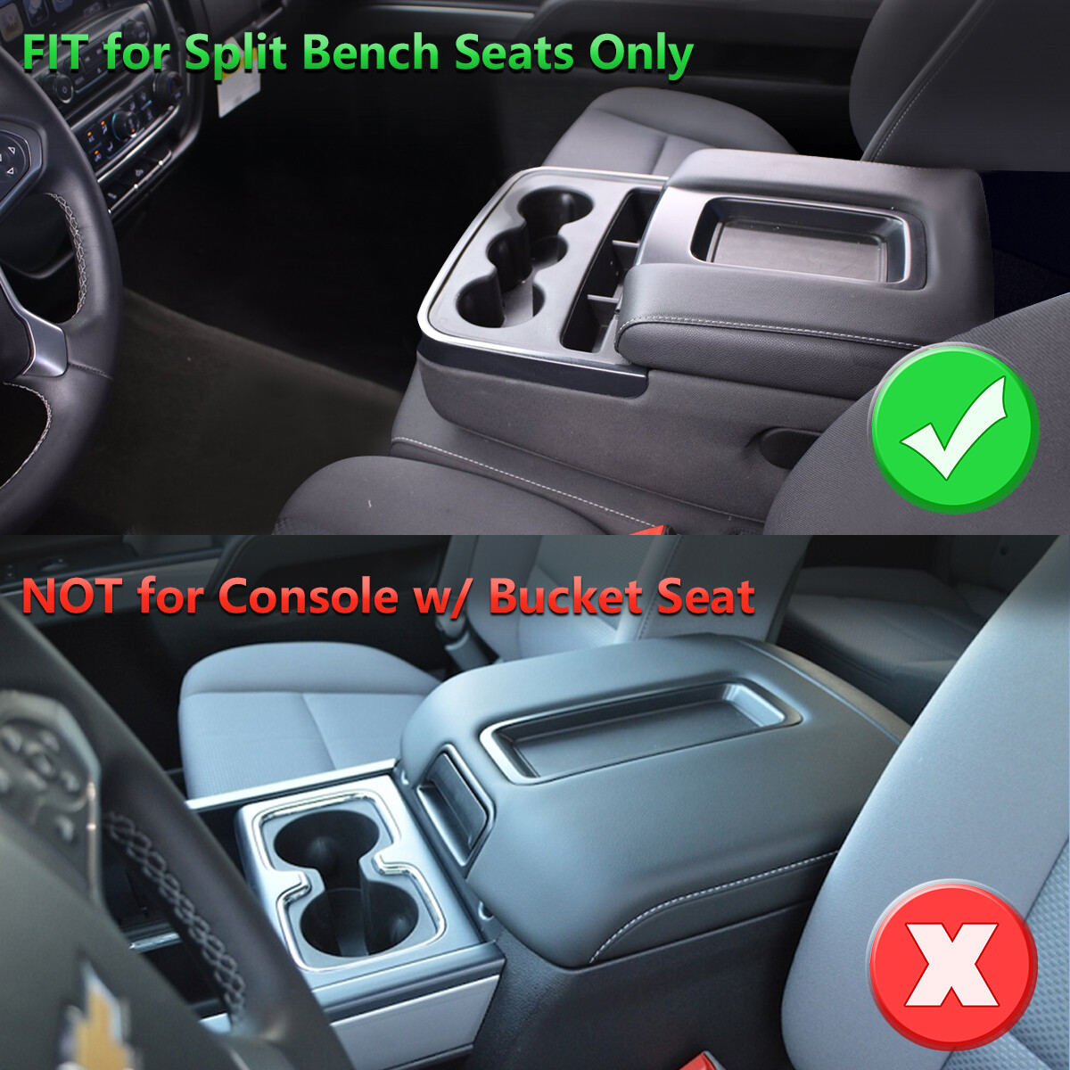 Fit 2014-2018 Chevy Silverado GMC Sierra 1500 Console Lid Armrest Cover Black