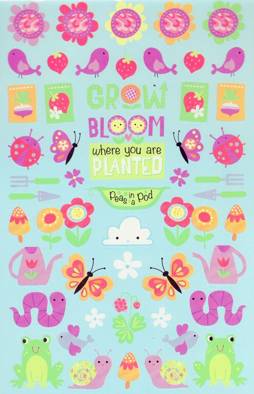 Darice Spring Garden Sticker Book: butterflies, flowers, frogs, birds, snails