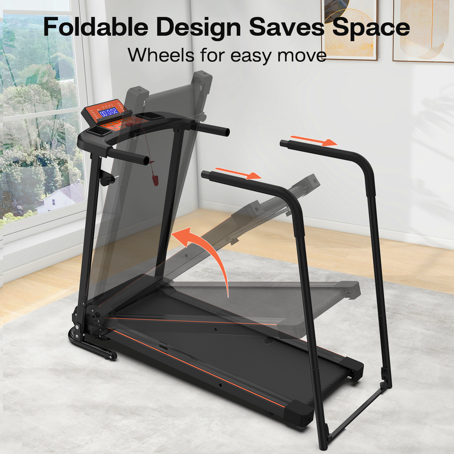 Walking Treadmills for Home Seniors with Extended Handrails for Recovery Fitness