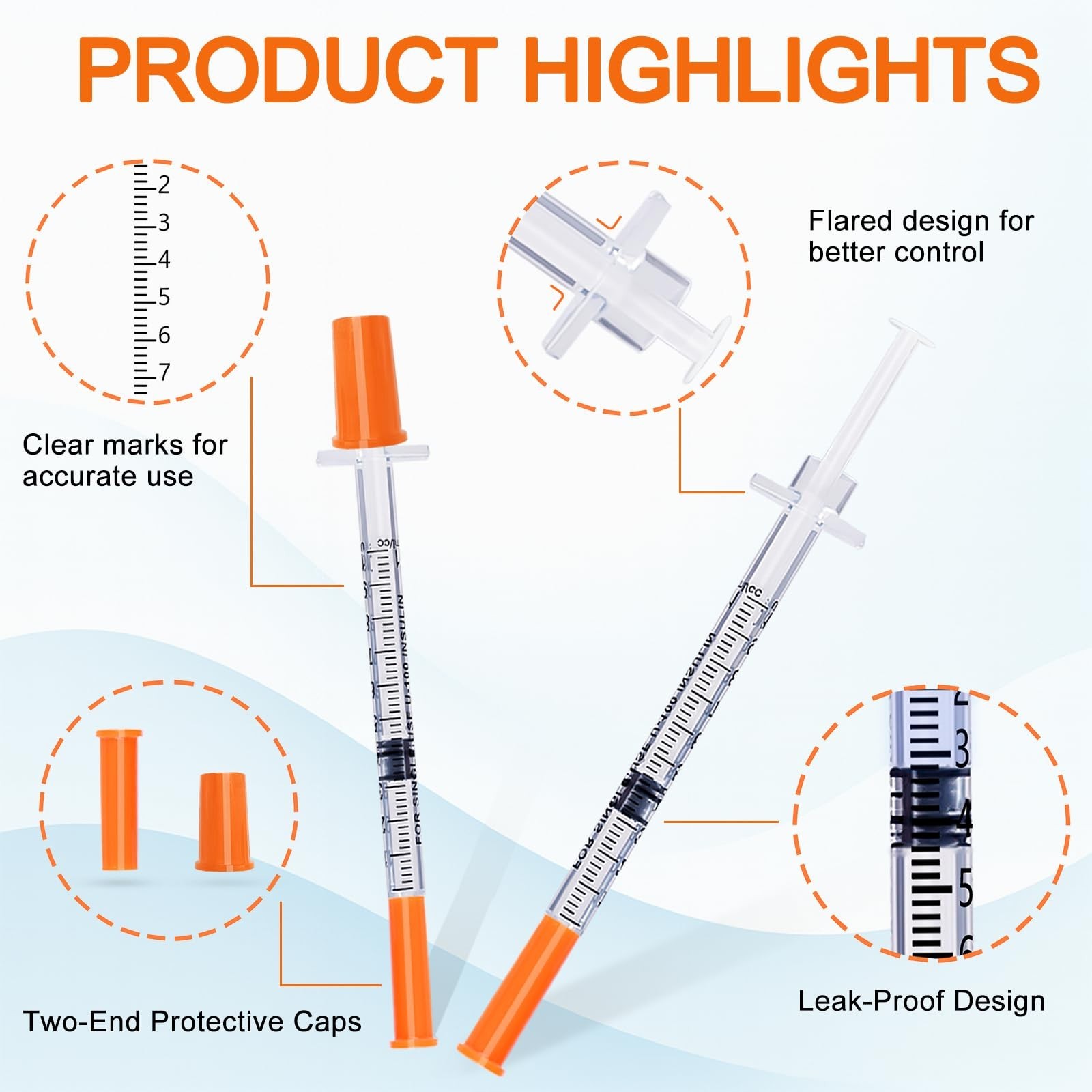 jeringas, 1cc 29G 1/2"(12.7mm), jeringas para insulina, Individually Wrapped ...