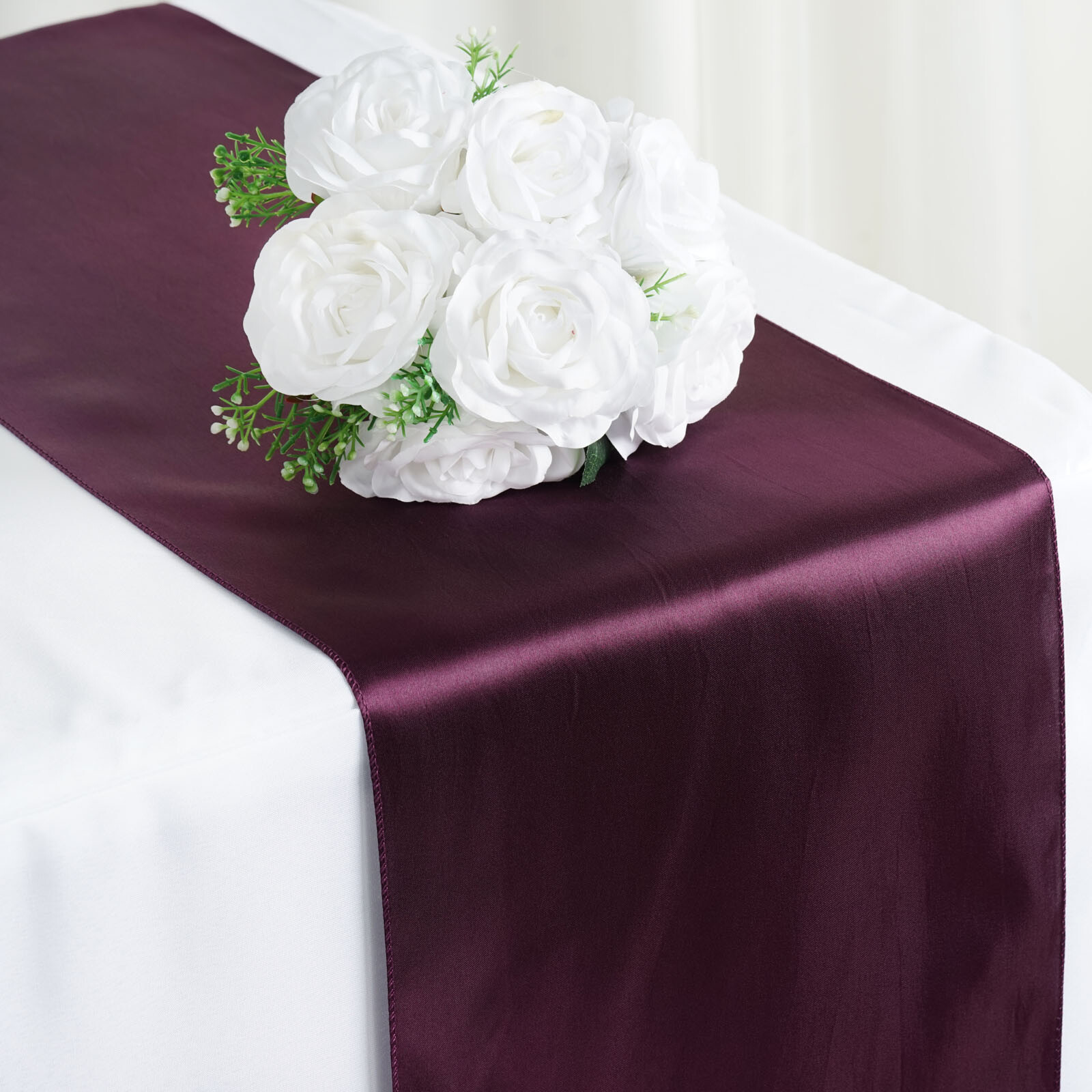 6 pcs 12" x 108" Satin Table Top Runners Wedding Party Linens Free Shipping