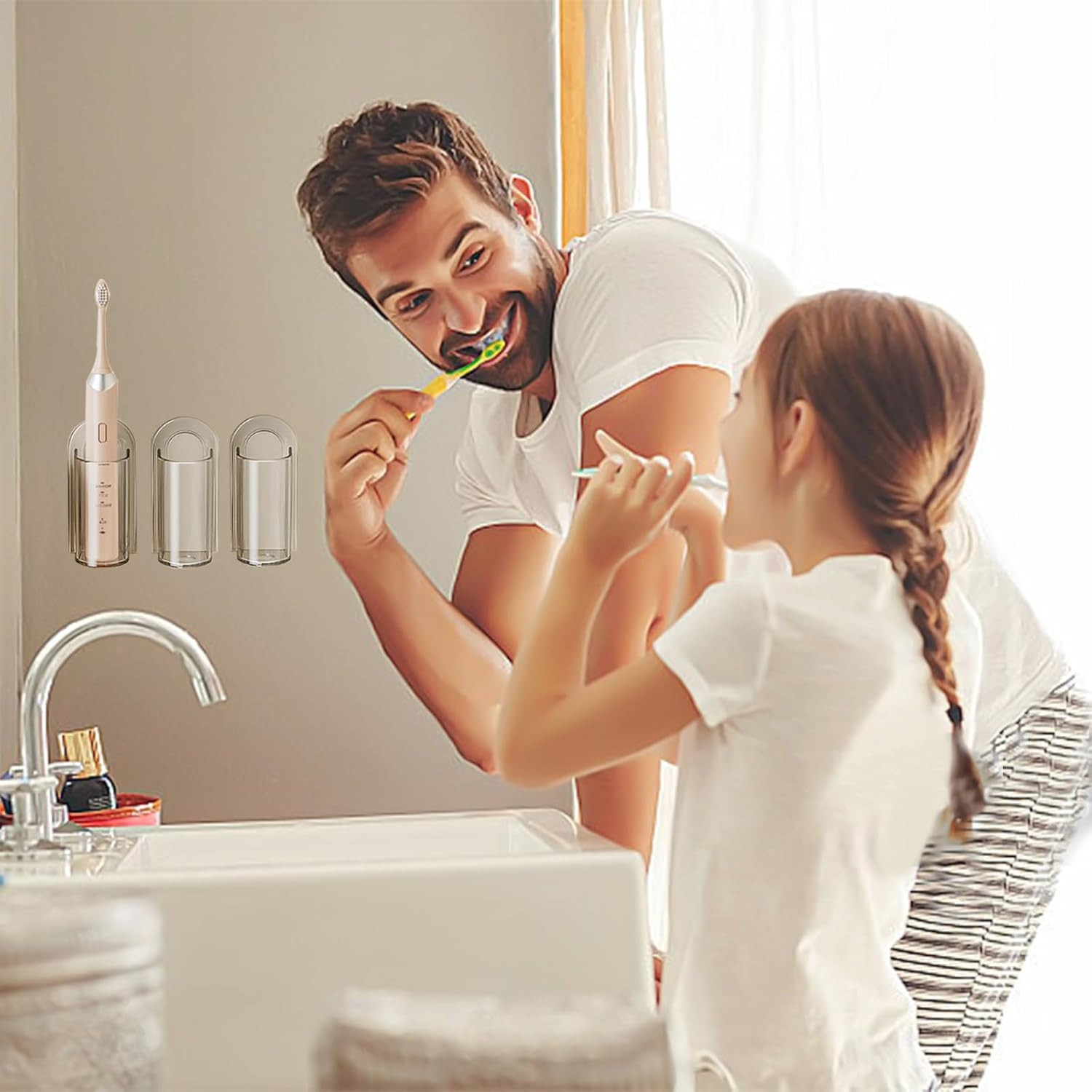 2 Pack Electric Toothbrush Holders for Bathroom, Wall Mounted Clear Electric Too