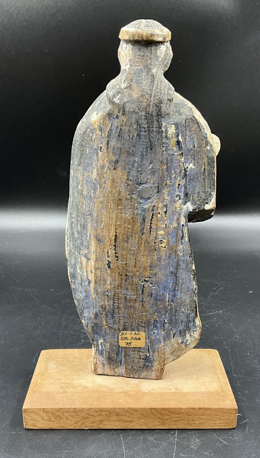 ANTIQUE CARVED WOOD FIGURE SANTA ROSA SAINT ROSA LIKELY SPANISH POSSIBLY 18TH C.