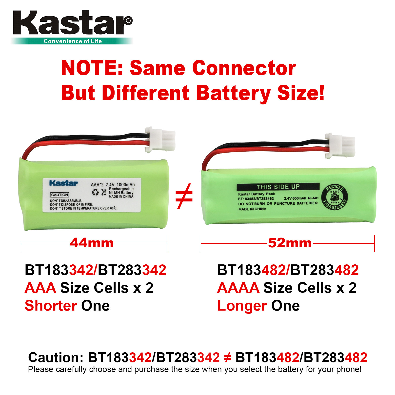 Kastar NiMH Battery Replace for AT&T VTech BT162342 BT166342 BT-166342 Battery