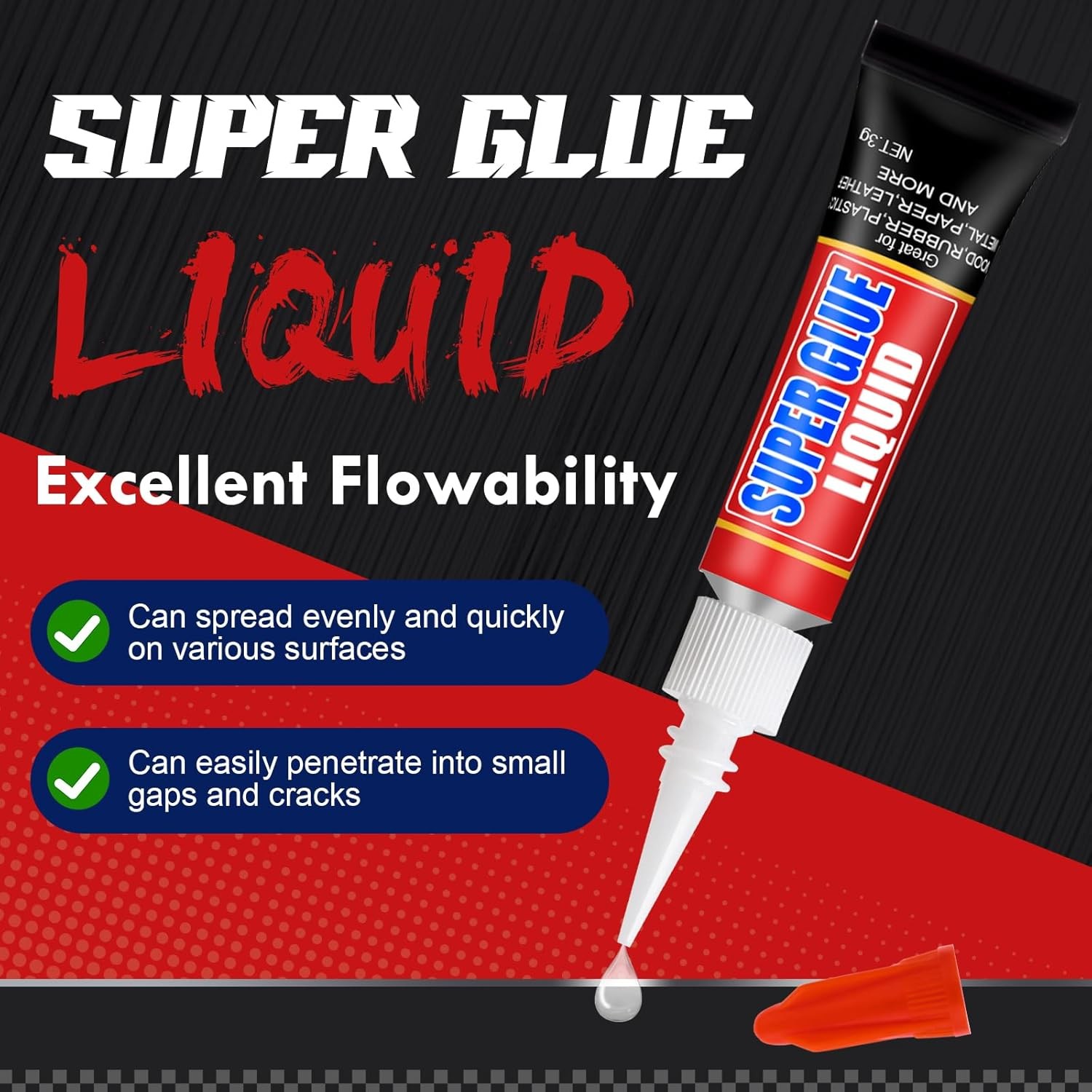 Super Glue Clear Liquid Strong Adhesive Fast Drying Cyanoacrylate Glue - 12 Pack