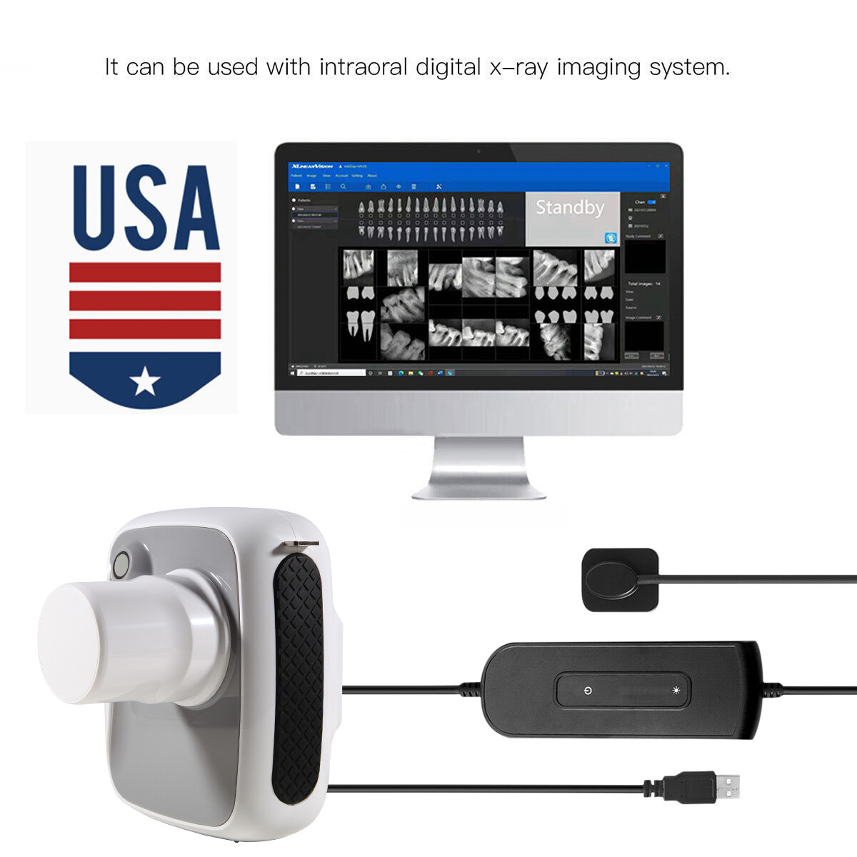 Dental Digital X-Ray Machine Xray Unit + Imaging System RVG X-Ray Sensor Size 1
