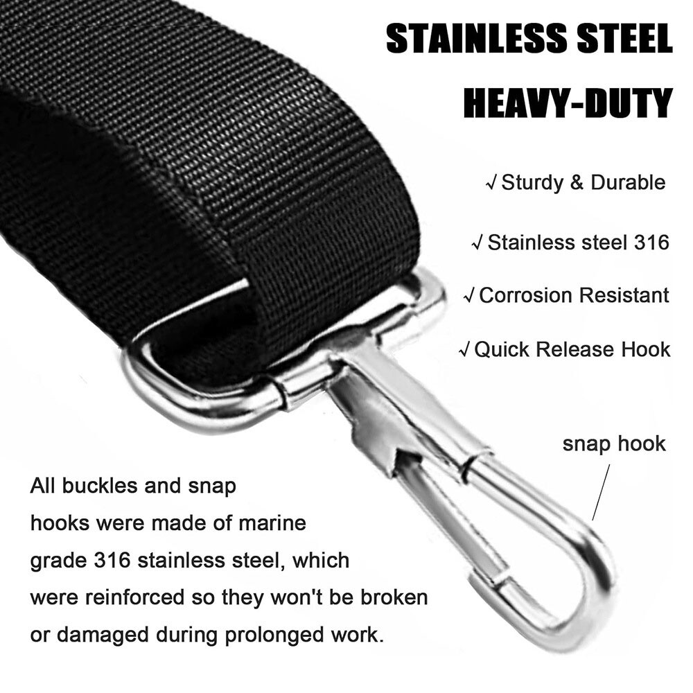 4X 28" To 60" Top Tie Down Webbing Straps For Bimini With Loop Snap Hook NEW