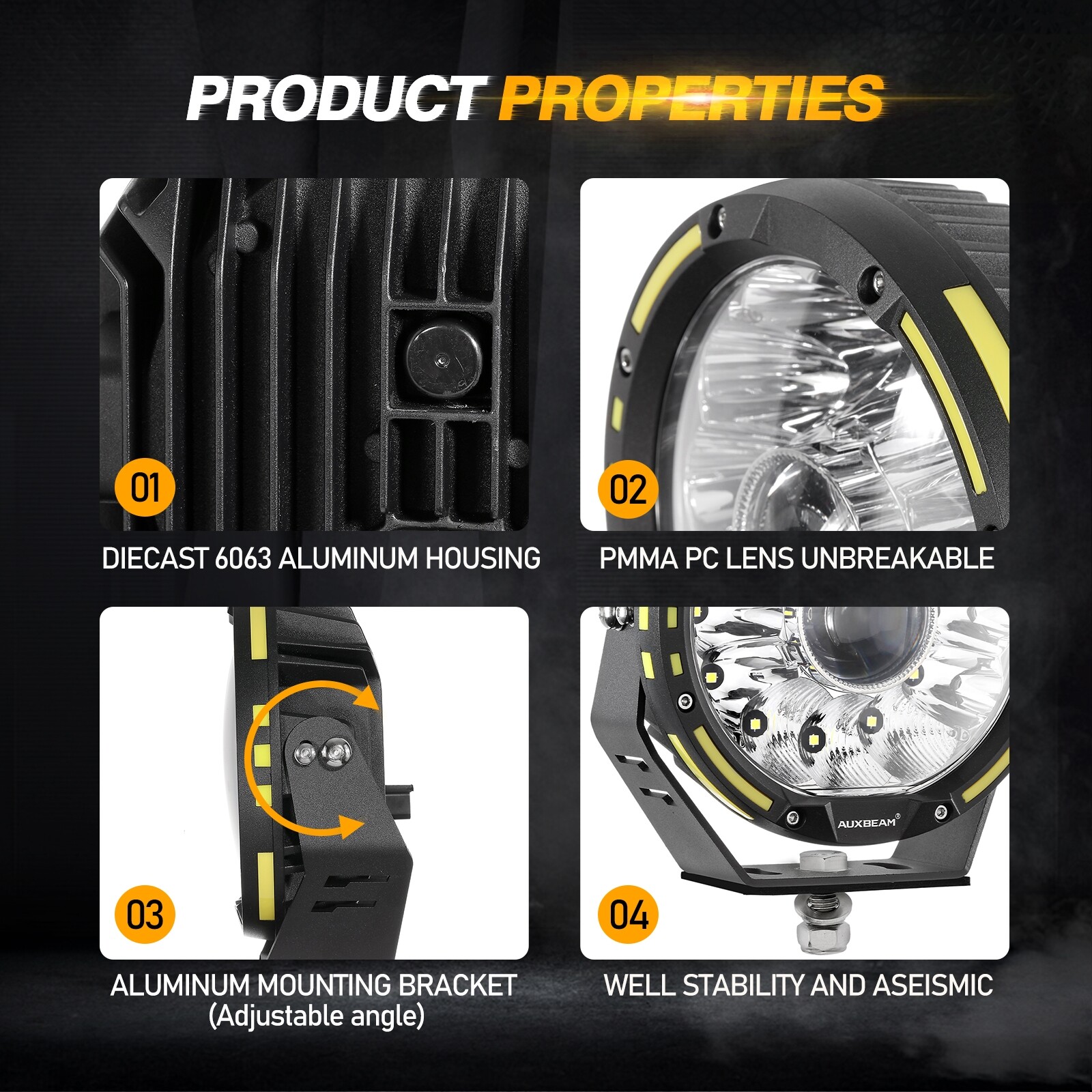 AUXBEAM 7 inch 360-PRO LED Work Light Bar Fog Lamp Pods Offroad Driving or Cover