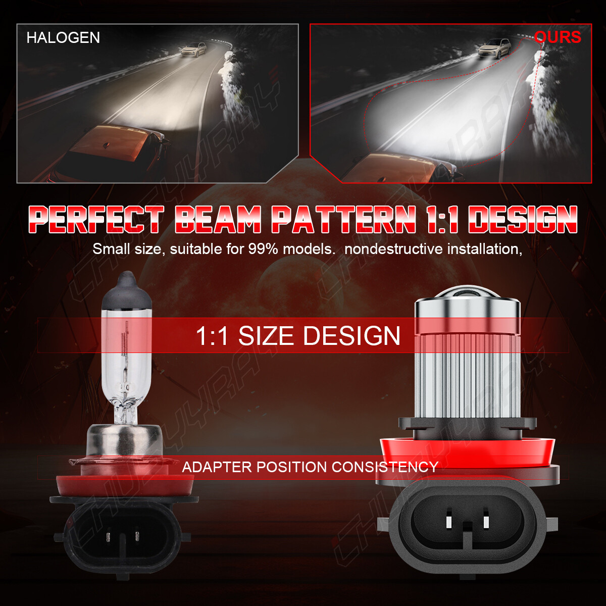 For Kawasaki ZX1400A Ninja ZX14 2006 2007 4x H11 H9 Lamp LED Headlight Bulbs Kit