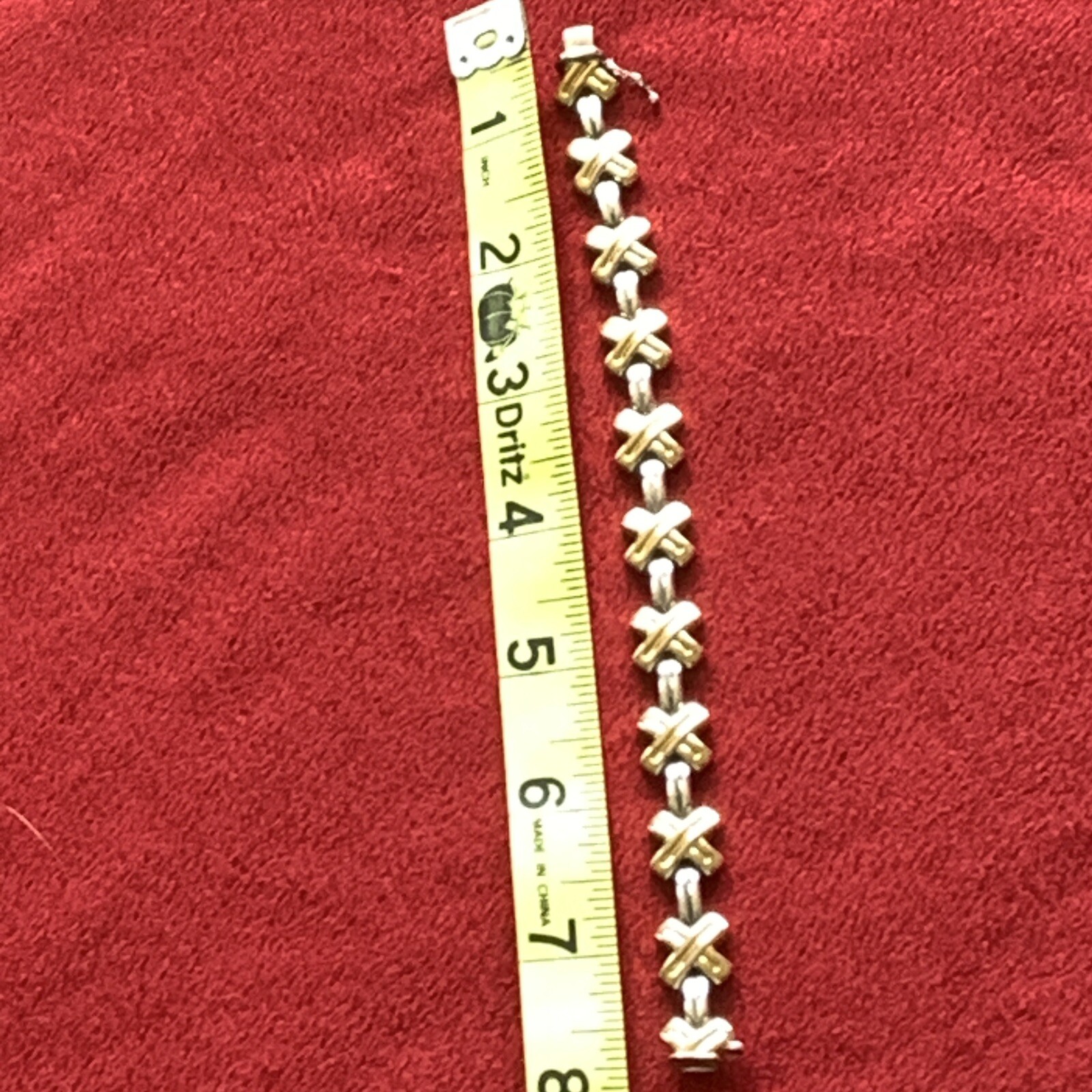 Bracelet Milor Sterling Silver Gold Wash X Made Italy love Hugs Kisses Vintage