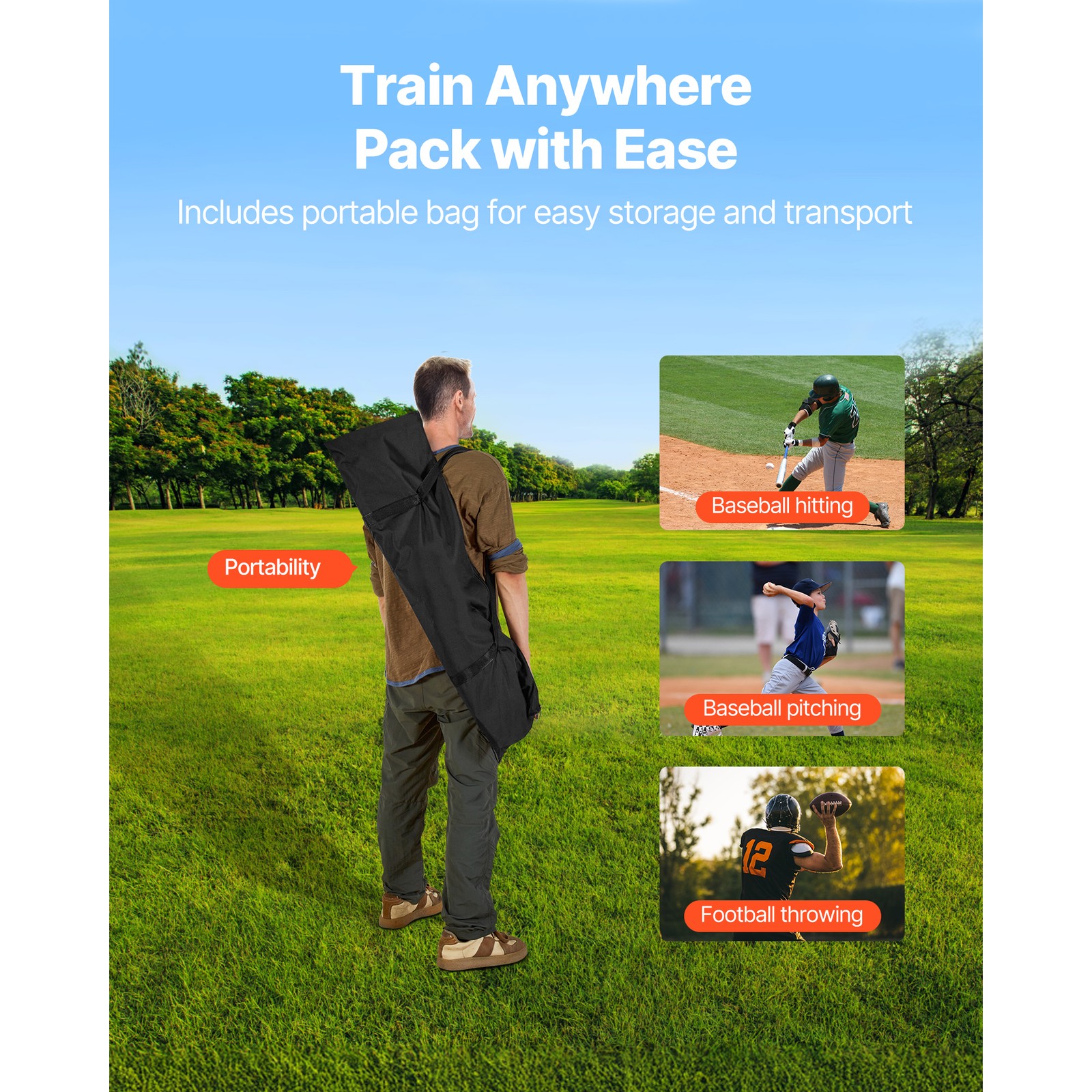 Uimoso 6x6 ft Portable Football Throwing Net for QB Training and Practice - Red