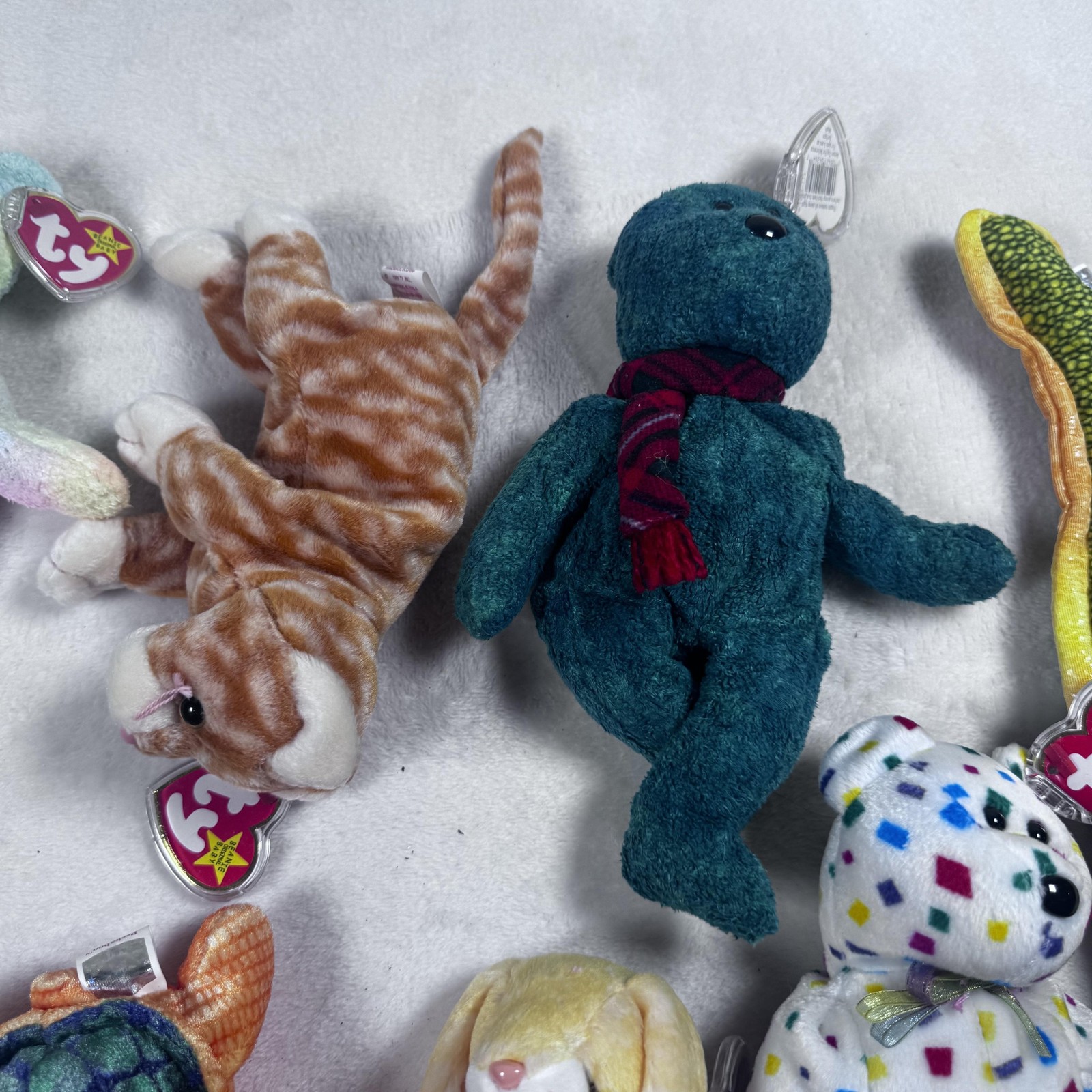 Ty Beanie Babies Lot 13 Plush Animals Bears Dog Cat Turtle Lion Snake Tags Set