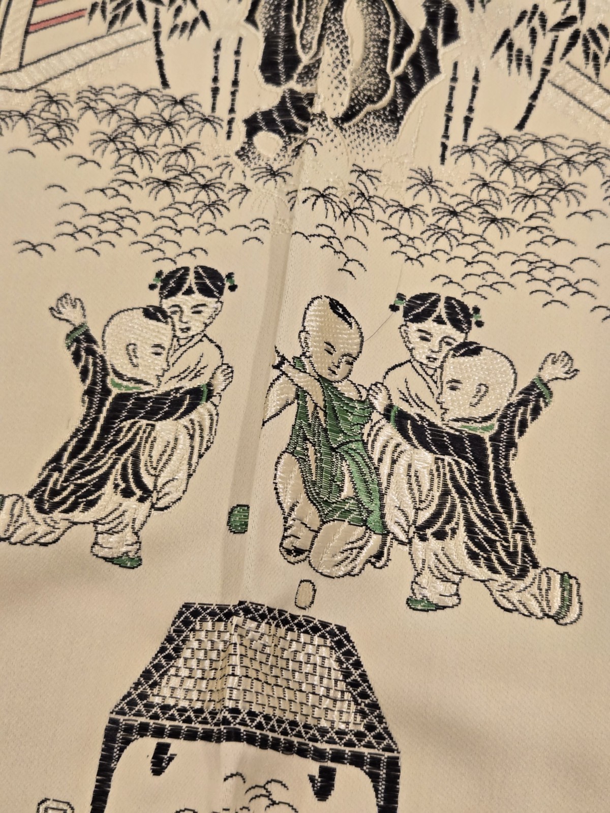 VTG NOS Brocaded Chinese Silk Tapestry Tablecloth 38" x 38" Late 70's-Early 80's