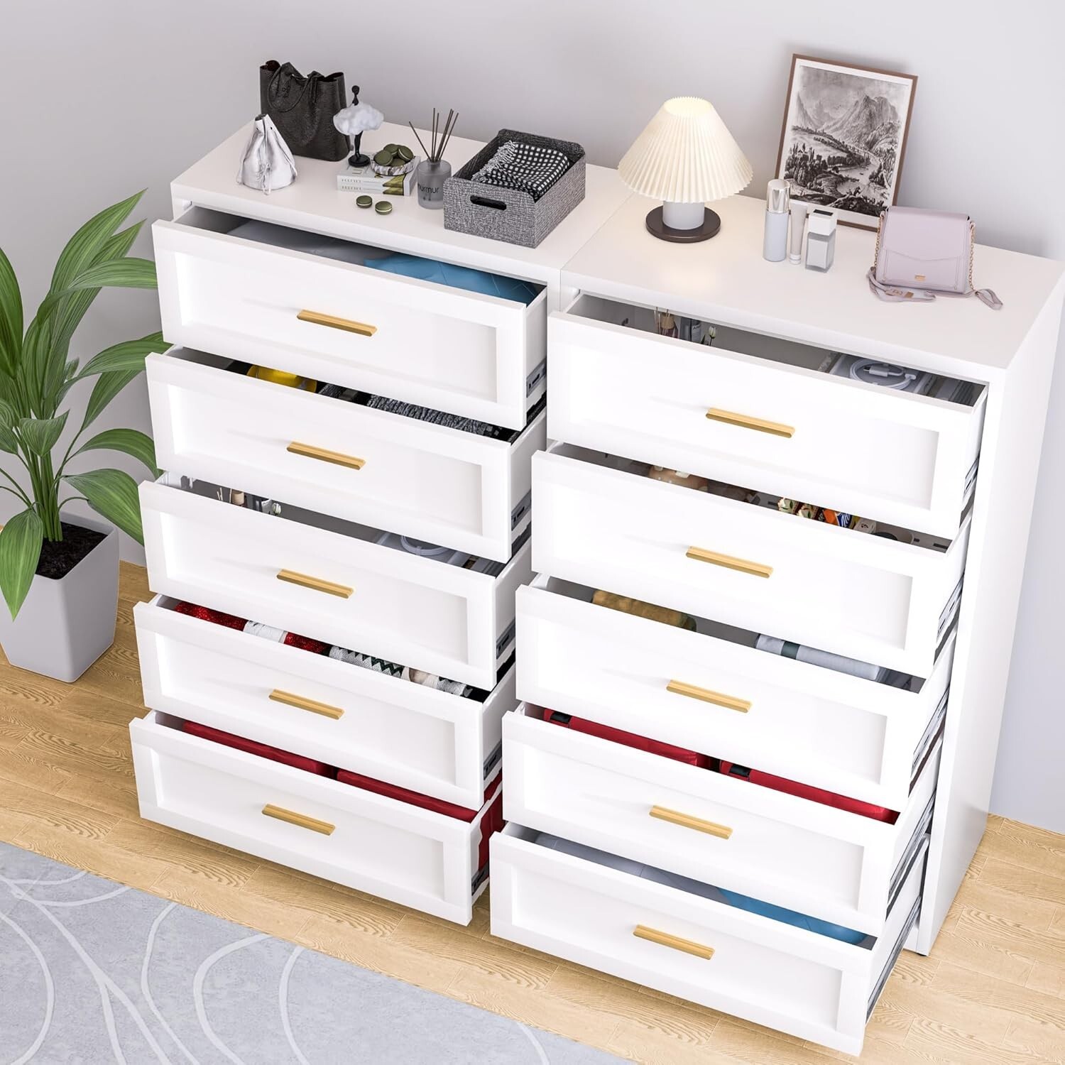 Cofar 47.72" Metal 5 Drawer Tall Dresser Storage Cabinet For Bedroom,Livingroom