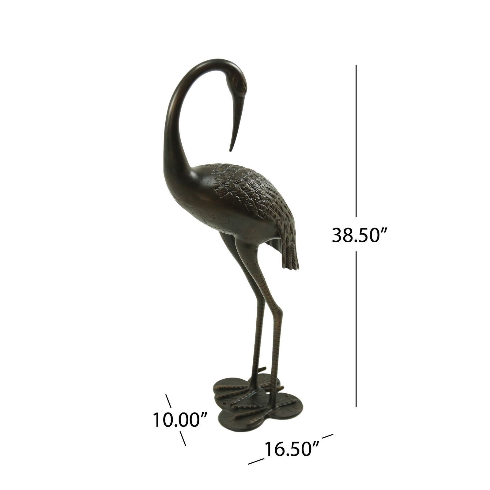 Mark Outdoor Dark Bronze Aluminum Crane/Heron Statues (Set of 2)