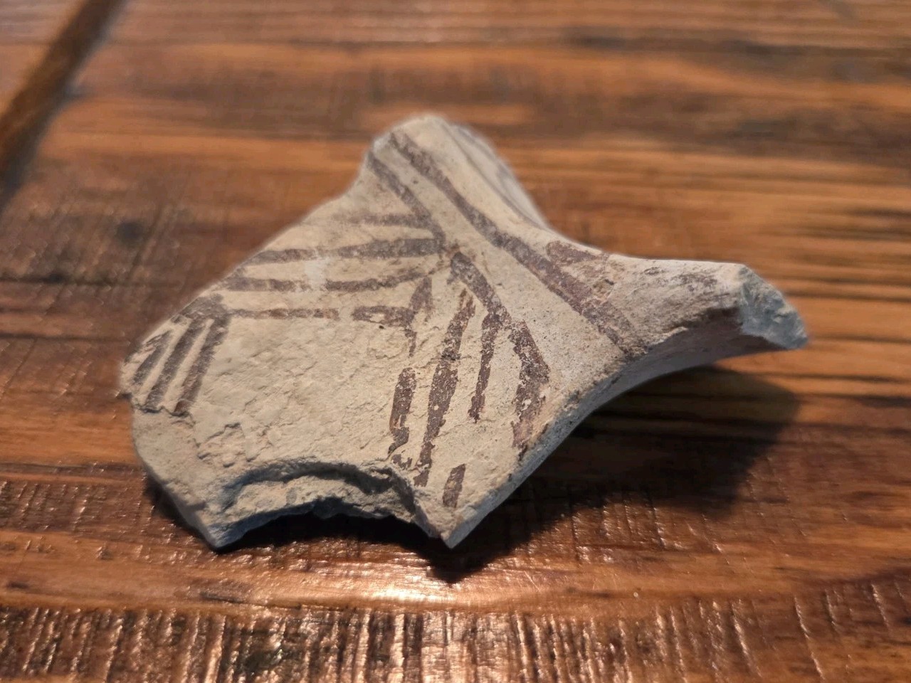 Prehistoric Anasazi Black On White Pottery Partial Ladle Dipper Handle Arizona