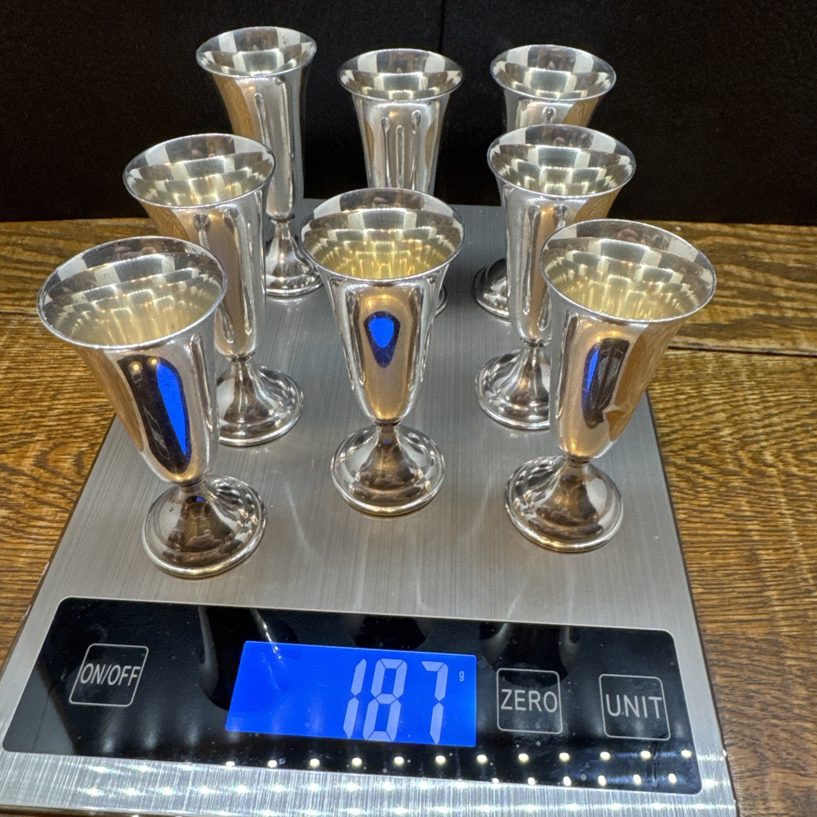 8-RANDAHL 187 Grams Not Weighed Pure Sterling Silver 3" Cordials Use/scrap