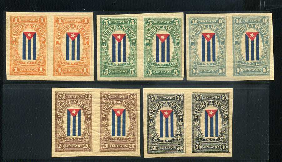 1874 Spanish Colony Libra Error Imperforate Unissued Set Pairs MNH 5A5 6