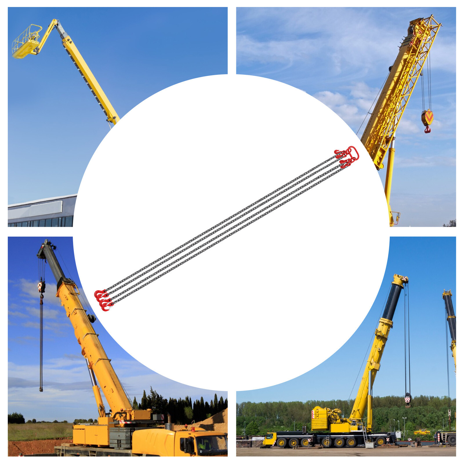 5 Ton/11023.11lbs Chain Sling Adjustable Length Lifting Chains w/Legs Grab Hook