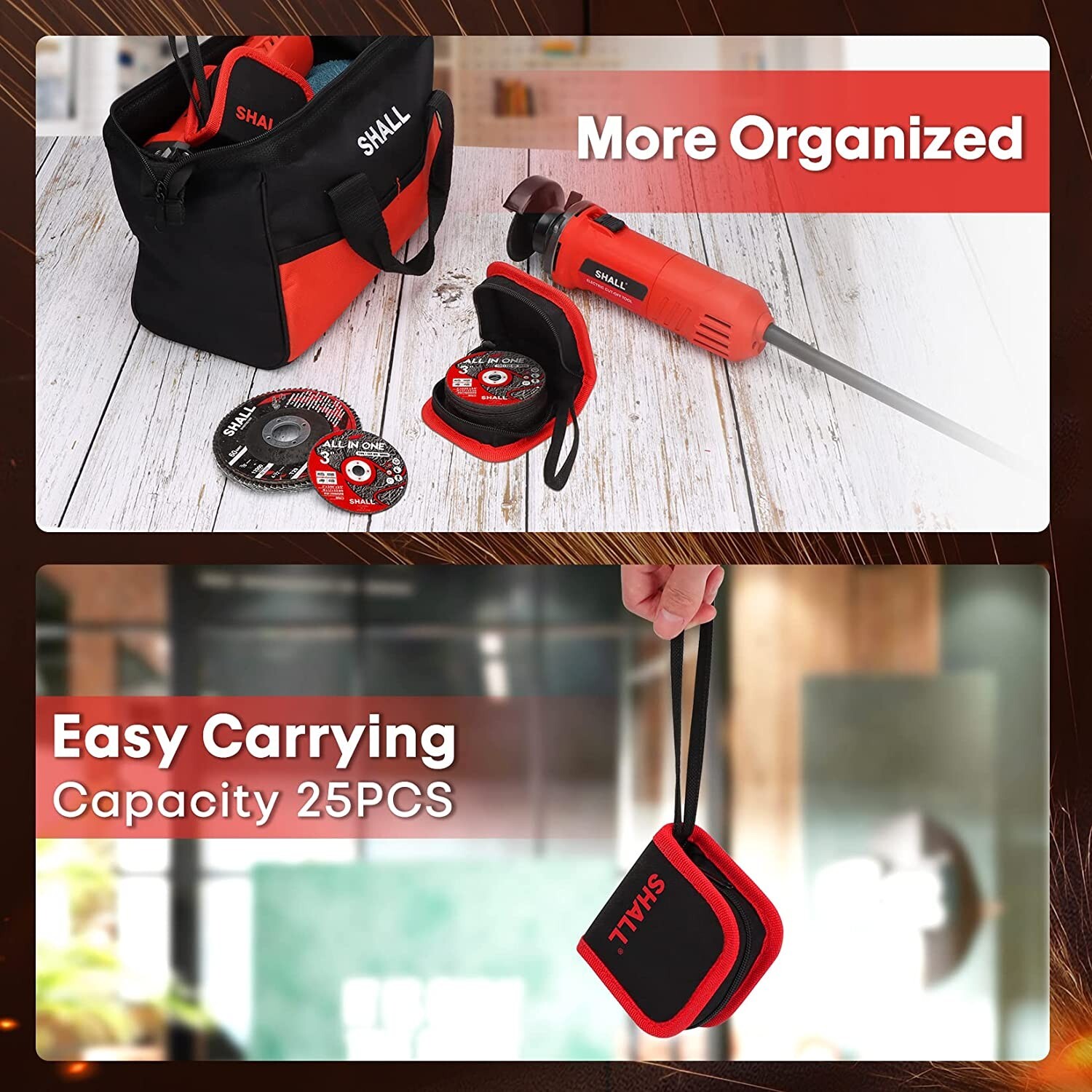 SHALL 25-Pack Cut Off Wheels 3” x 3/8” x 3/64” - Fast Cutting Disc